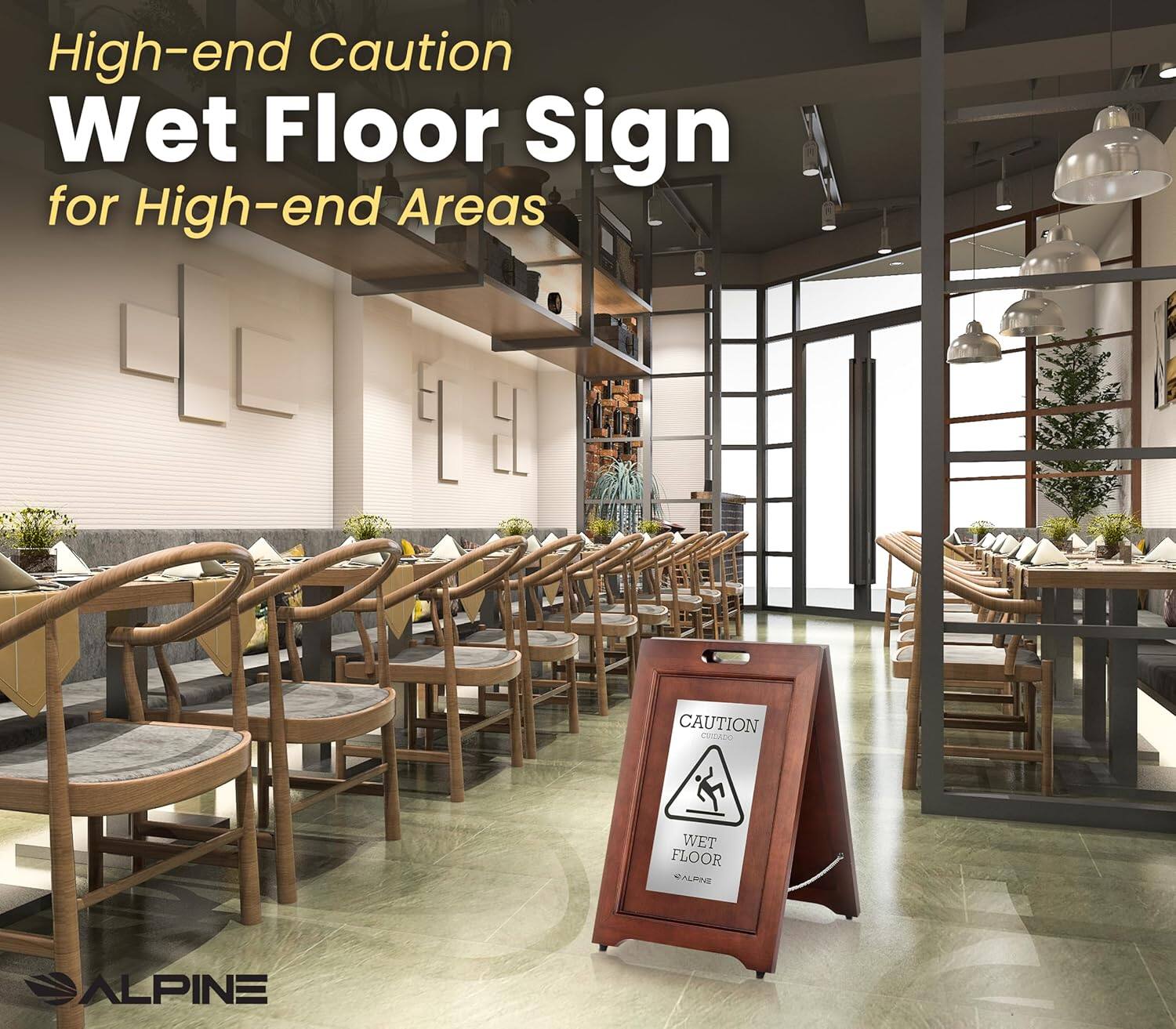 High-end Caution Wet Floor Sign for High-end Areas, CAUTION WET FLOOR ALPINE