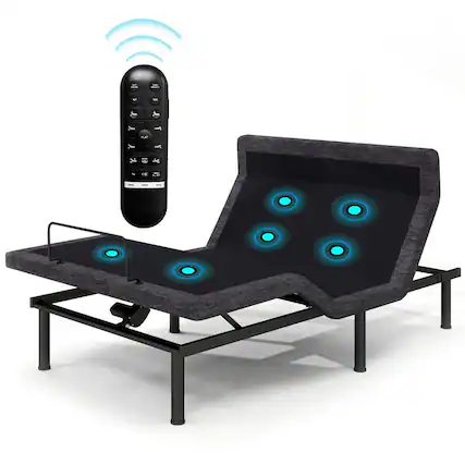 Front. Vipbear - Vipbear Adjustable Bed Frame Base Split Wireless Remote Control,Ergonomic Upholstered Motorized bed,Zero Gravity,Twin XL - Black.