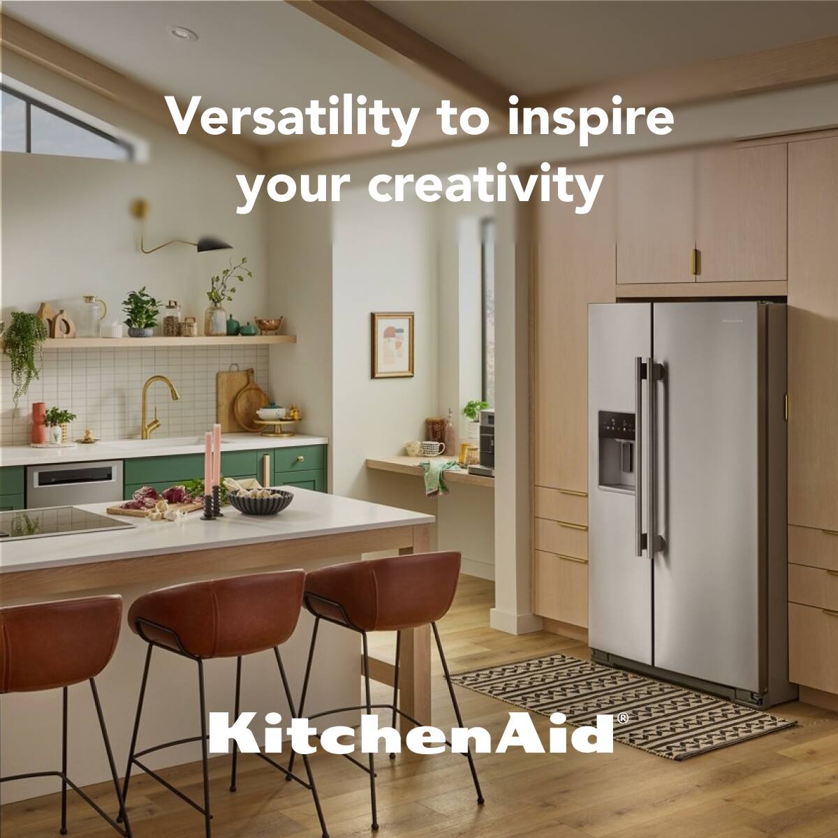 Alt View 8. KitchenAid - 20.8 Cu. Ft. Counter-Depth Side-by-Side Refrigerator with Exterior Ice and Water Dispenser in PrintShield Finish - Fingerprint Resistant Stainless Steel.
