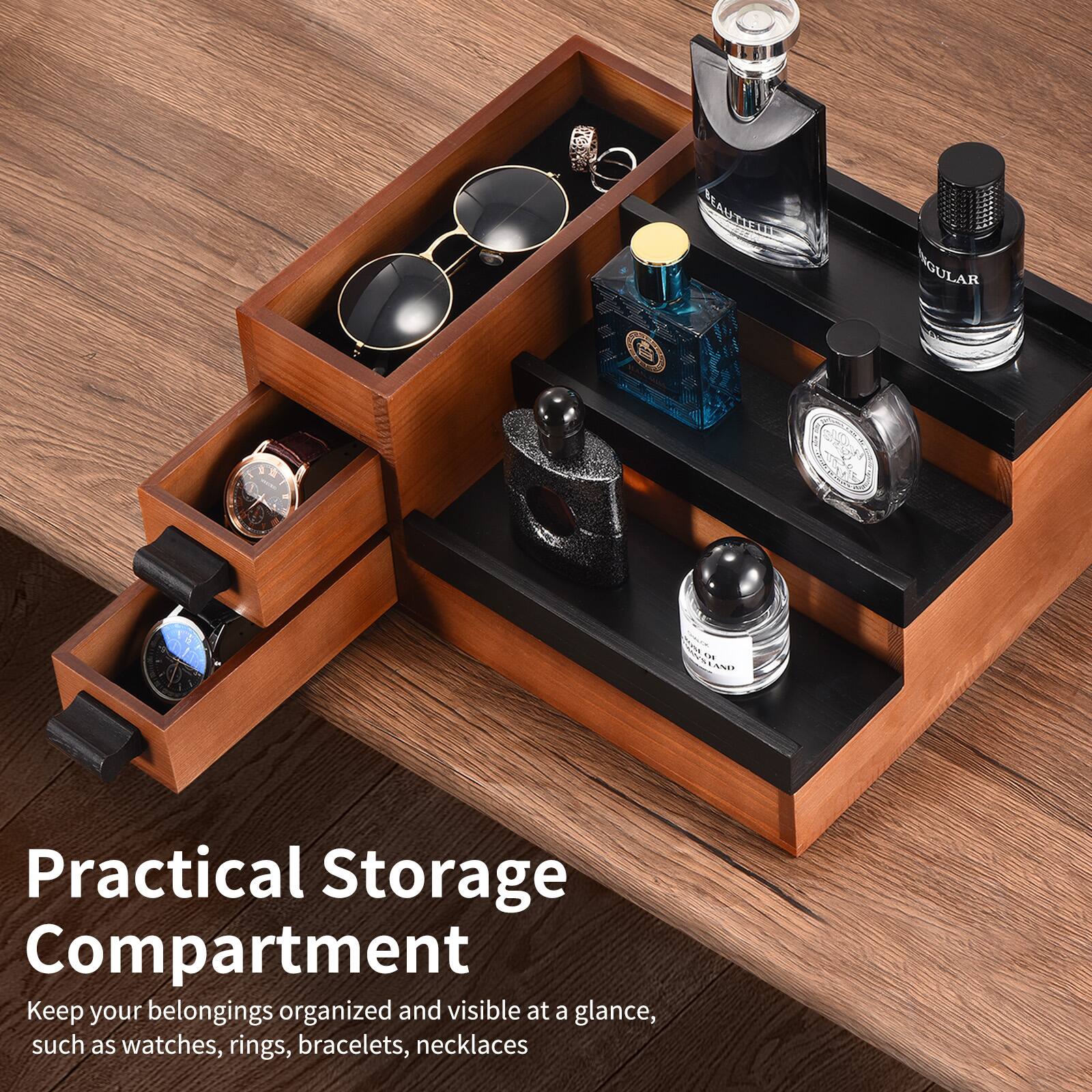 Practical Storage Compartment

Keep your belongings organized and visible at a glance, such as watches, rings, bracelets, necklaces