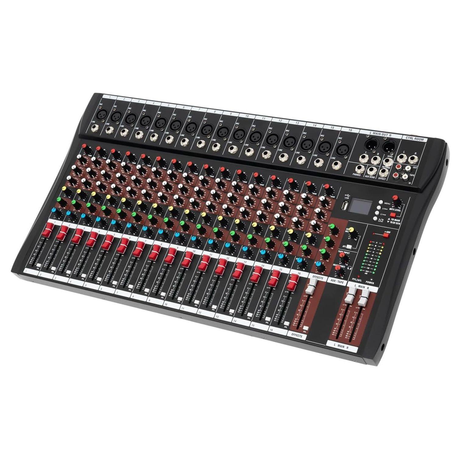 Stock Preferred - 16 Channel Bluetooth Digital Audio Mixer with USB & 3 Band EQ - Black