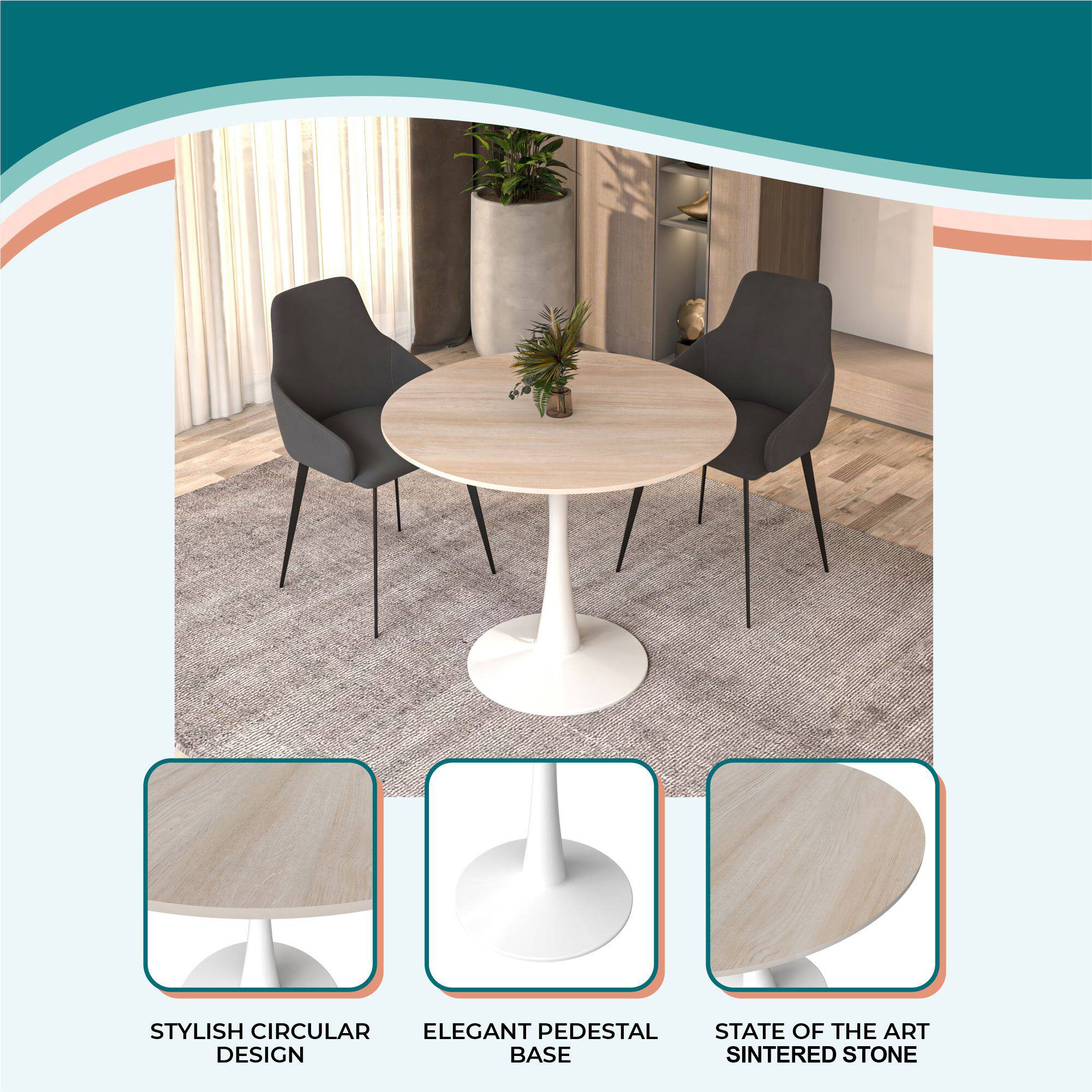 STYLISH CIRCULAR ELEGANT PEDESTAL STATE OF THE ART DESIGN BASE SINTERED STONE