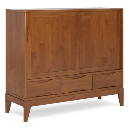 Front. Simpli Home - Harper Medium Storage Cabinet - Teak Brown.