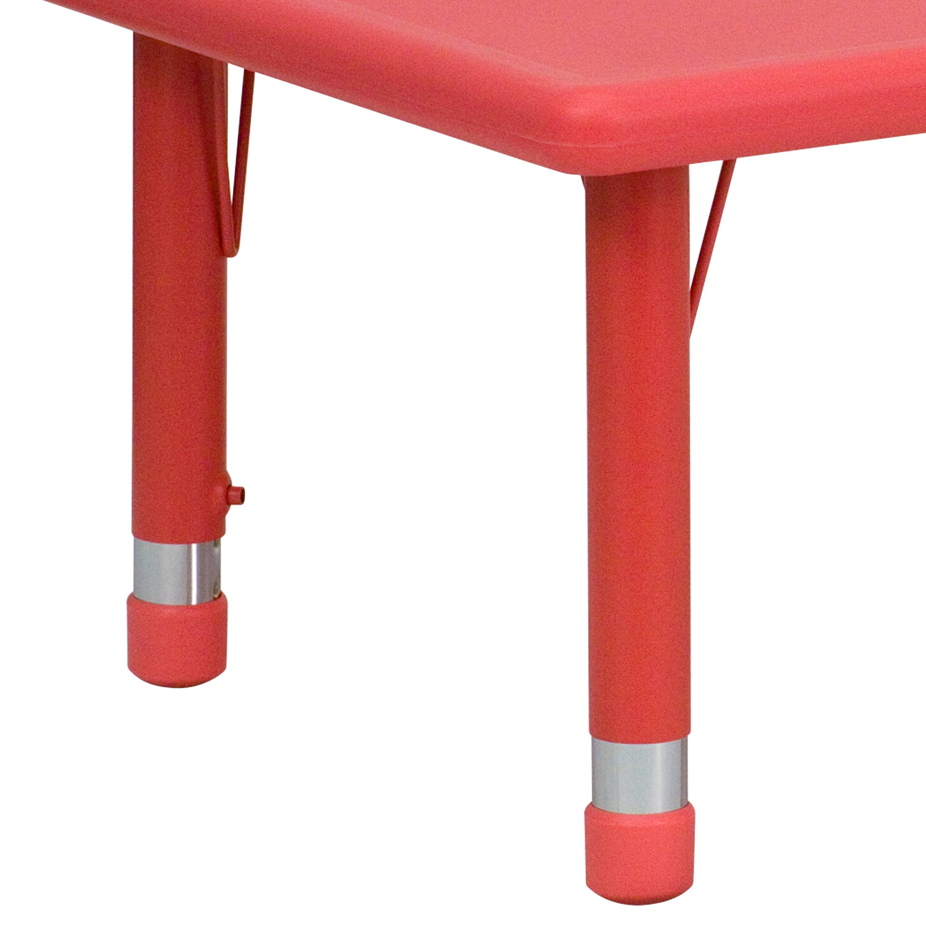 Alt View 9. Emma + Oliver - 24"W x 48"L Rectangular Plastic Height Adjustable Activity Table - Red.