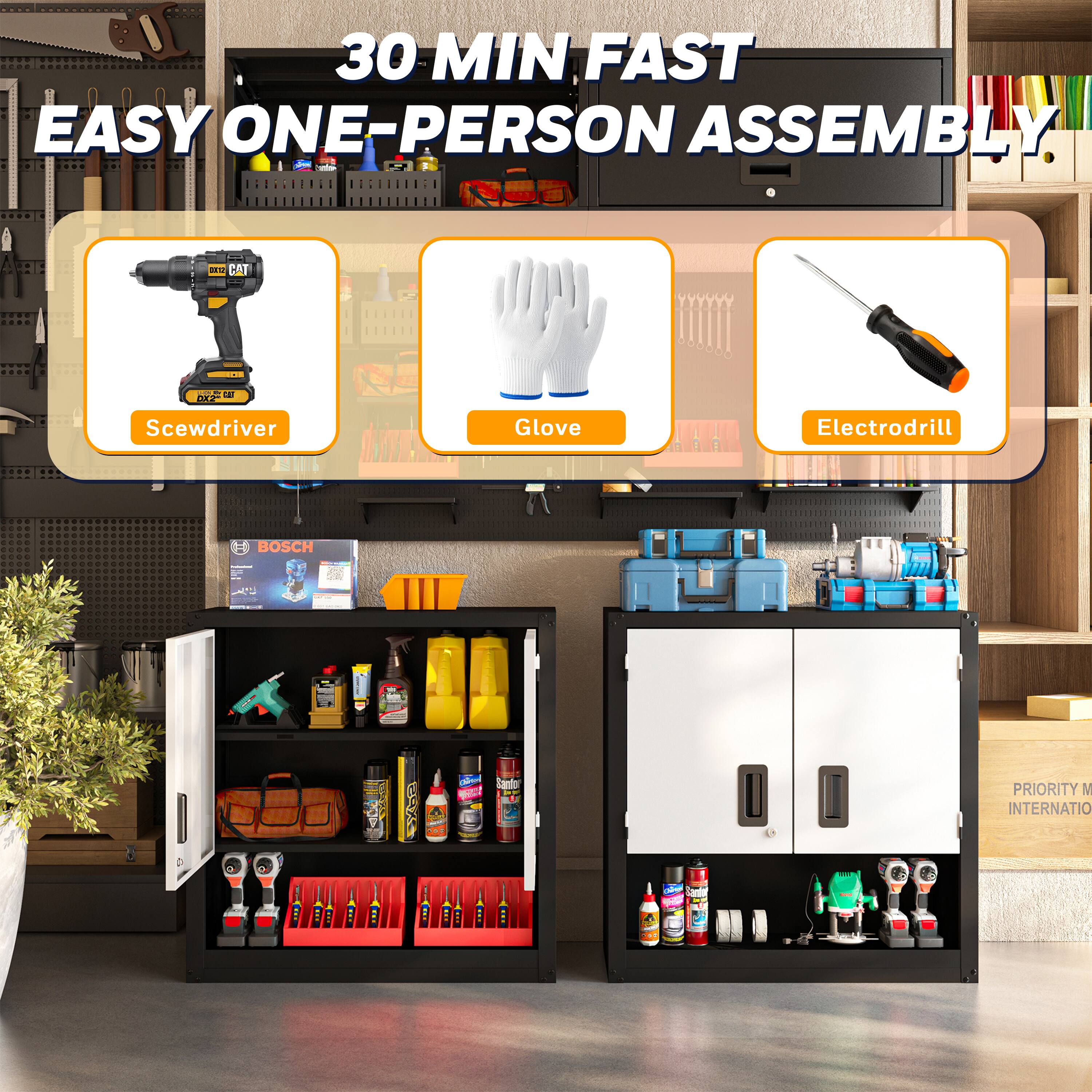 30 MIN FAST EASY ONE-PERSON ASSEMBLY

Screwdriver  
Glove  
Electrodrill  

BOSCH  

PRIORITY M INTERNATIONAL