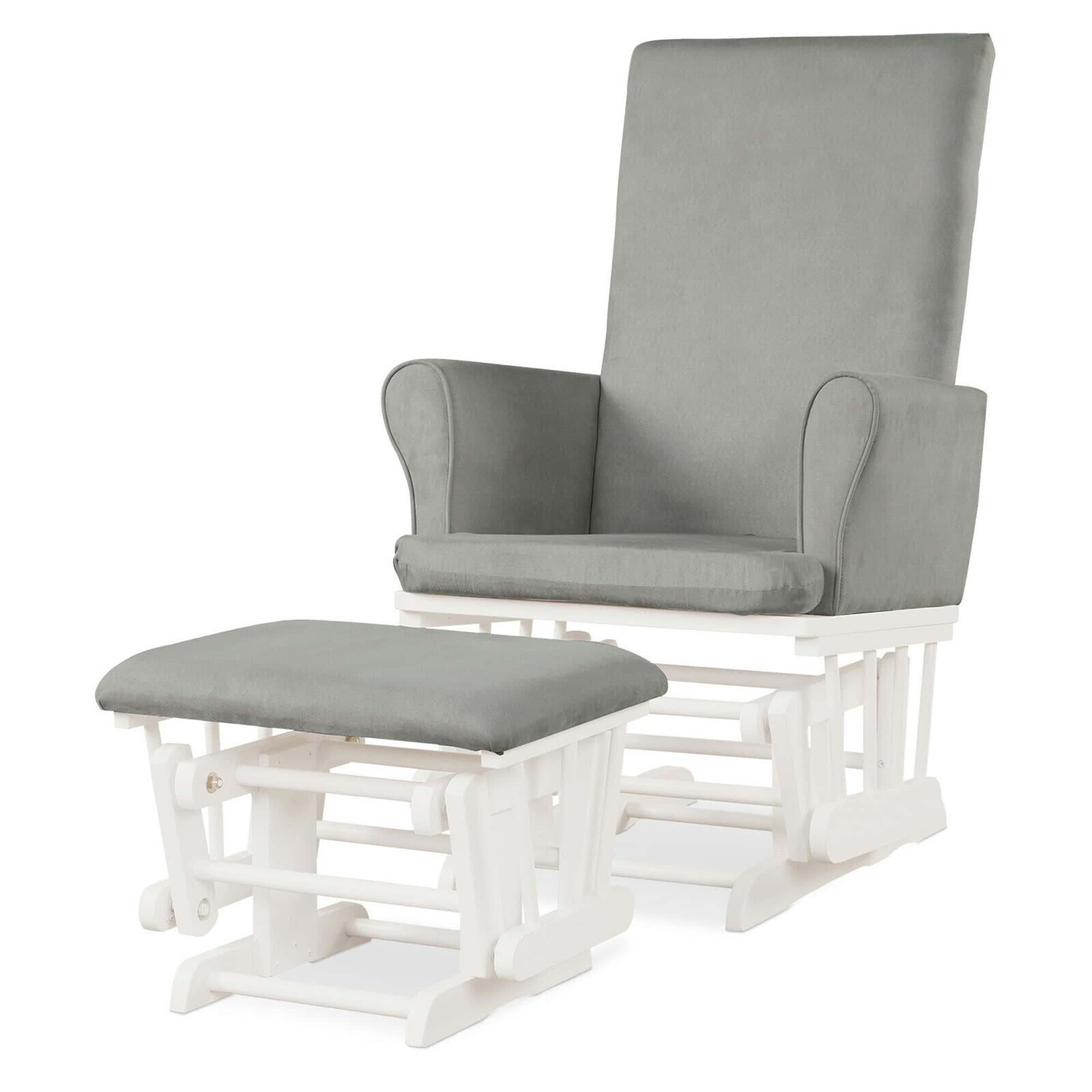 Front. Gymax - Gymax Glider and Ottoman Cushion Set Wooden Baby Nursery Rocking Chair Grey - Grey.