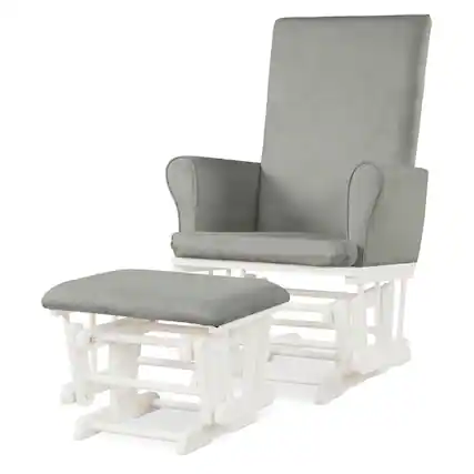 Front. Gymax - Gymax Glider and Ottoman Cushion Set Wooden Baby Nursery Rocking Chair Grey - Grey.