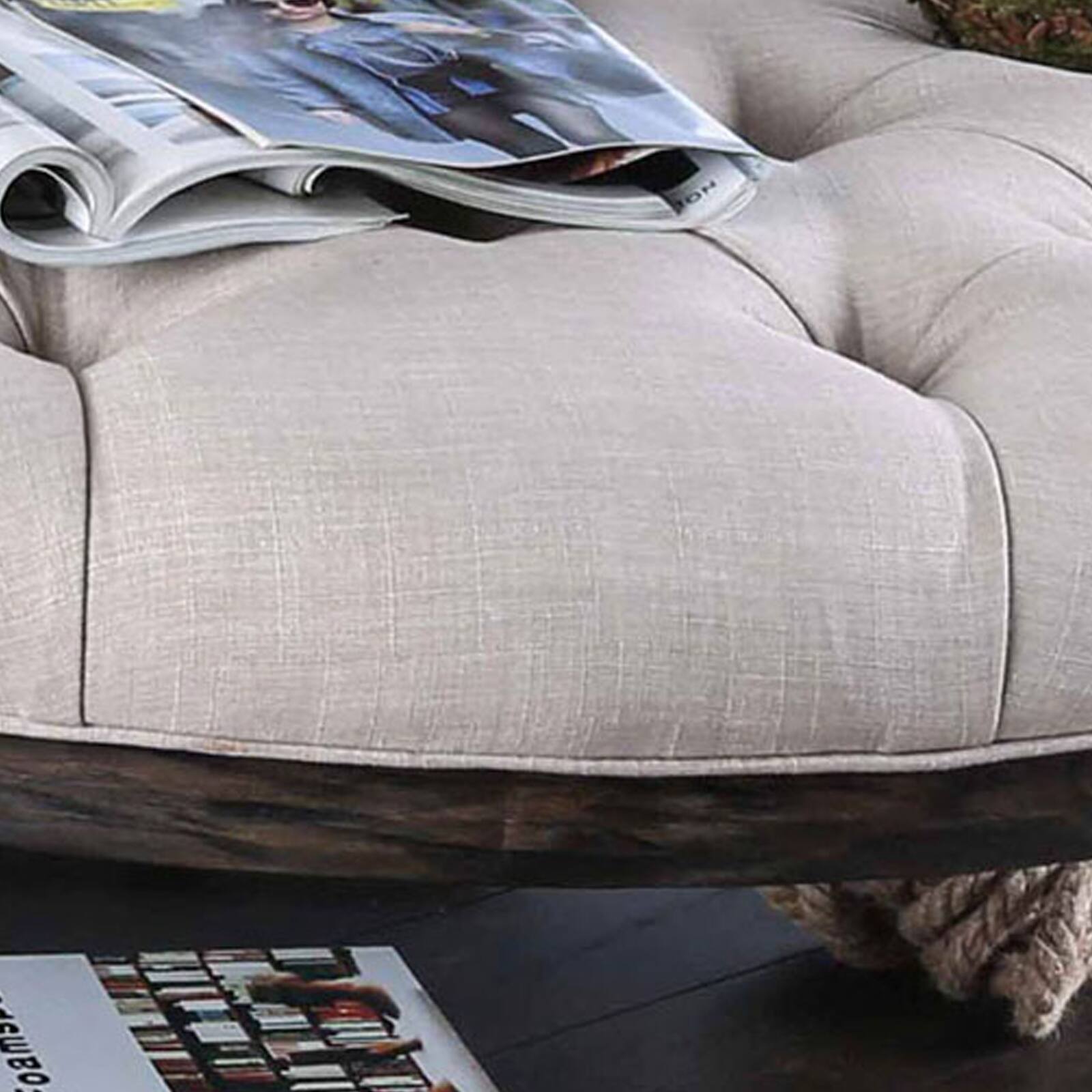 Alt View 3. Manhattan Lane - Wooden Coffee Table with Padded Top and Bottom Shelf, Brown and Beige - Brown and Beige.