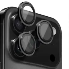 Front. Entronix - Entronix Camera Lens Protector Compatible with iPhone 17 Pro/17 Pro Max - Luxury Metal - Black.