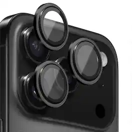 Entronix - Camera Lens Protector Compatible with iPhone 17 Pro/17 Pro Max - Luxury Metal - Black