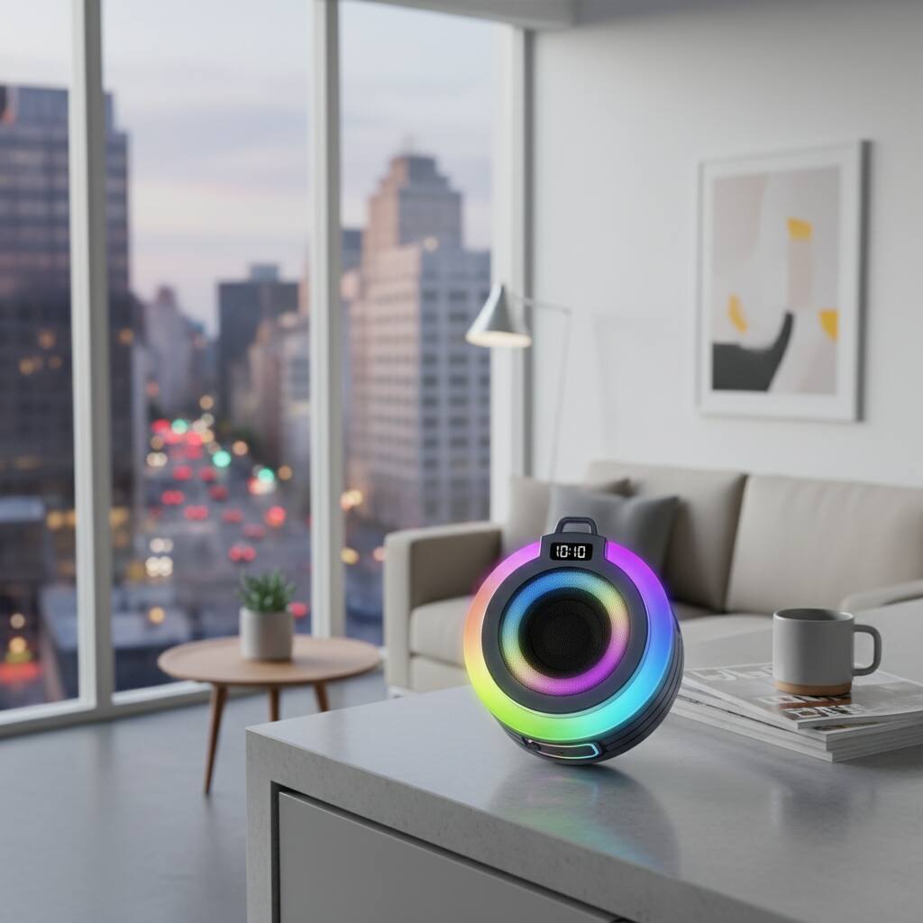 Alt View 1. Dazzed Corner - Portable Bluetooth Shower Speaker, IPX7 Waterproof, Suction Cup - Black.