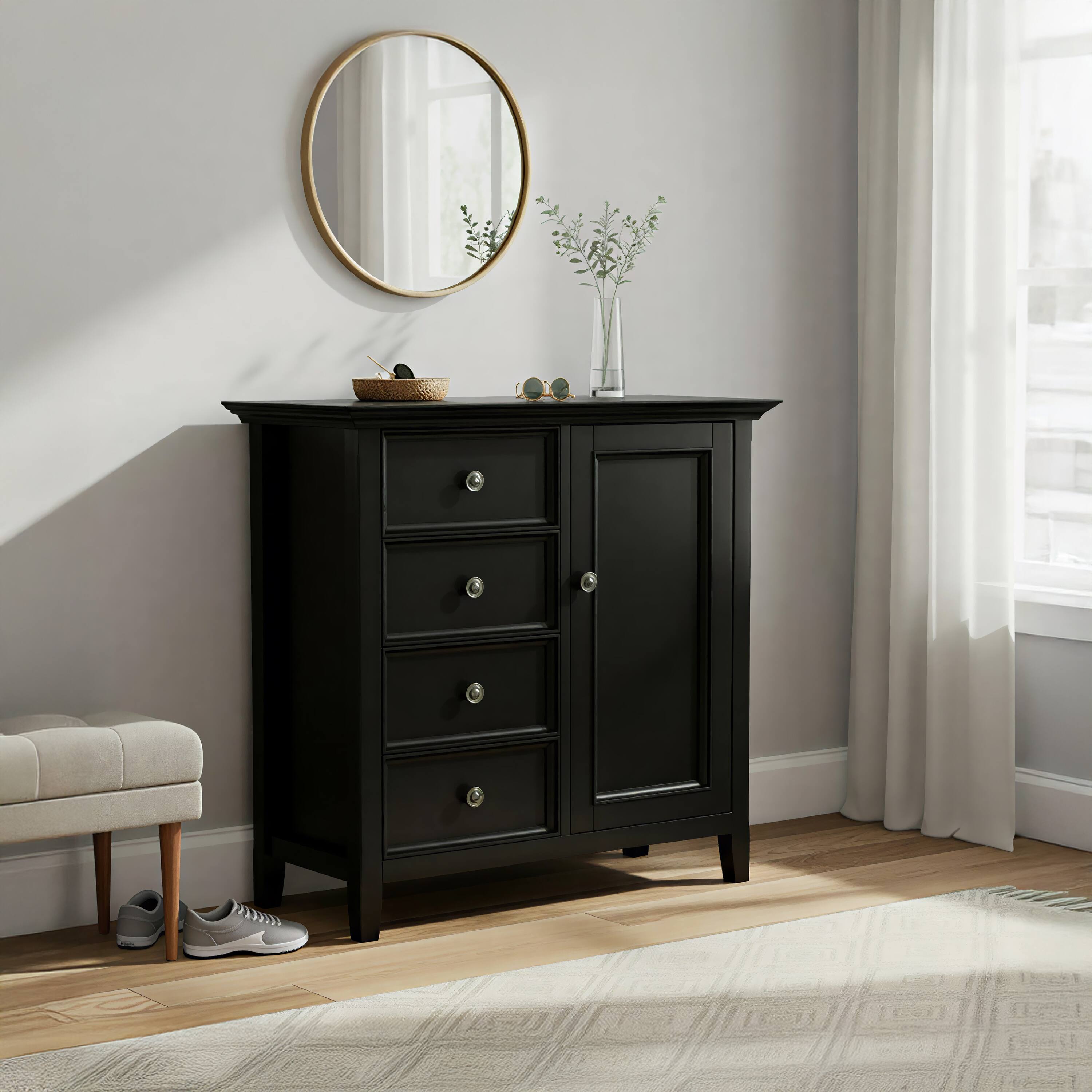 Left. Simpli Home - Simpli Home Amherst 4 Drawer Storage Cabinet - Black.