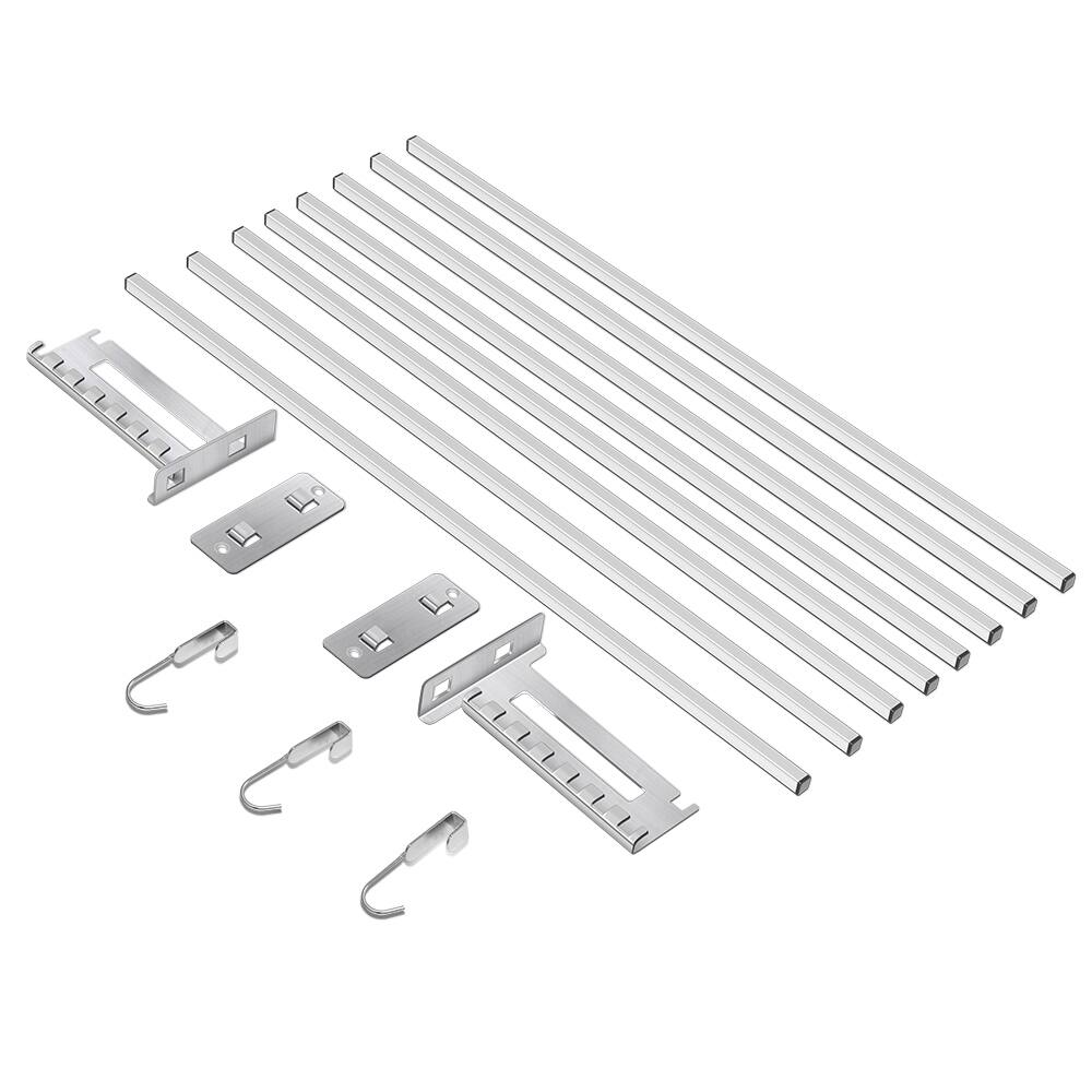 Alt View 2. Oumilen - 23.5 Inch Wall Mount Shelf, 304 Stainless Steel Shower Organizer with 3 Removable Hooks for Bathroom Kitchen - Silver.