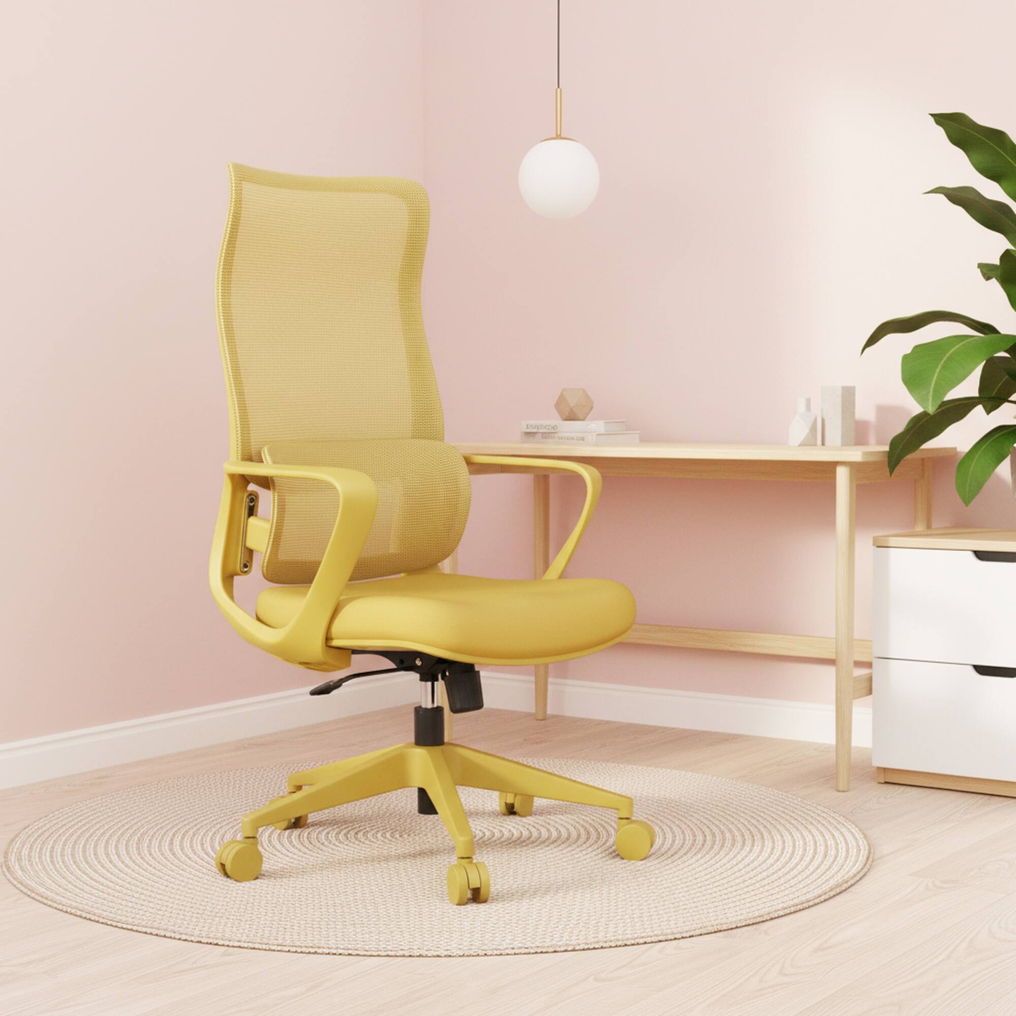 Alt View 3. Boyel Living - High-Back Ergonomic Mesh Executive Office Chair with Lumbar Support - Yellow.