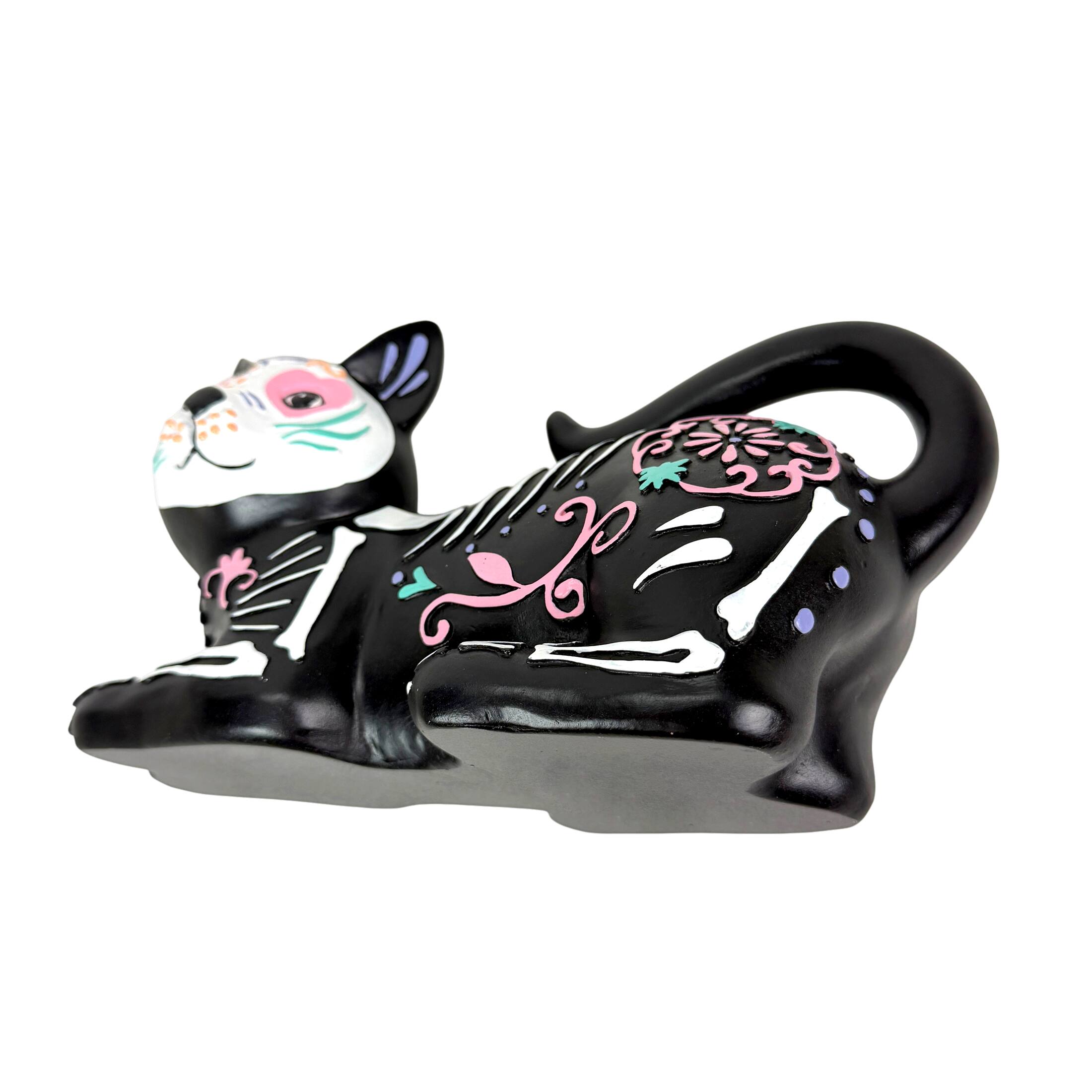 Alt View 2. Things2Die4 - Day of the Dead Skeleton Cat Figurine Resin 8 Inch Multicolor Gothic Decor - Multicolor.