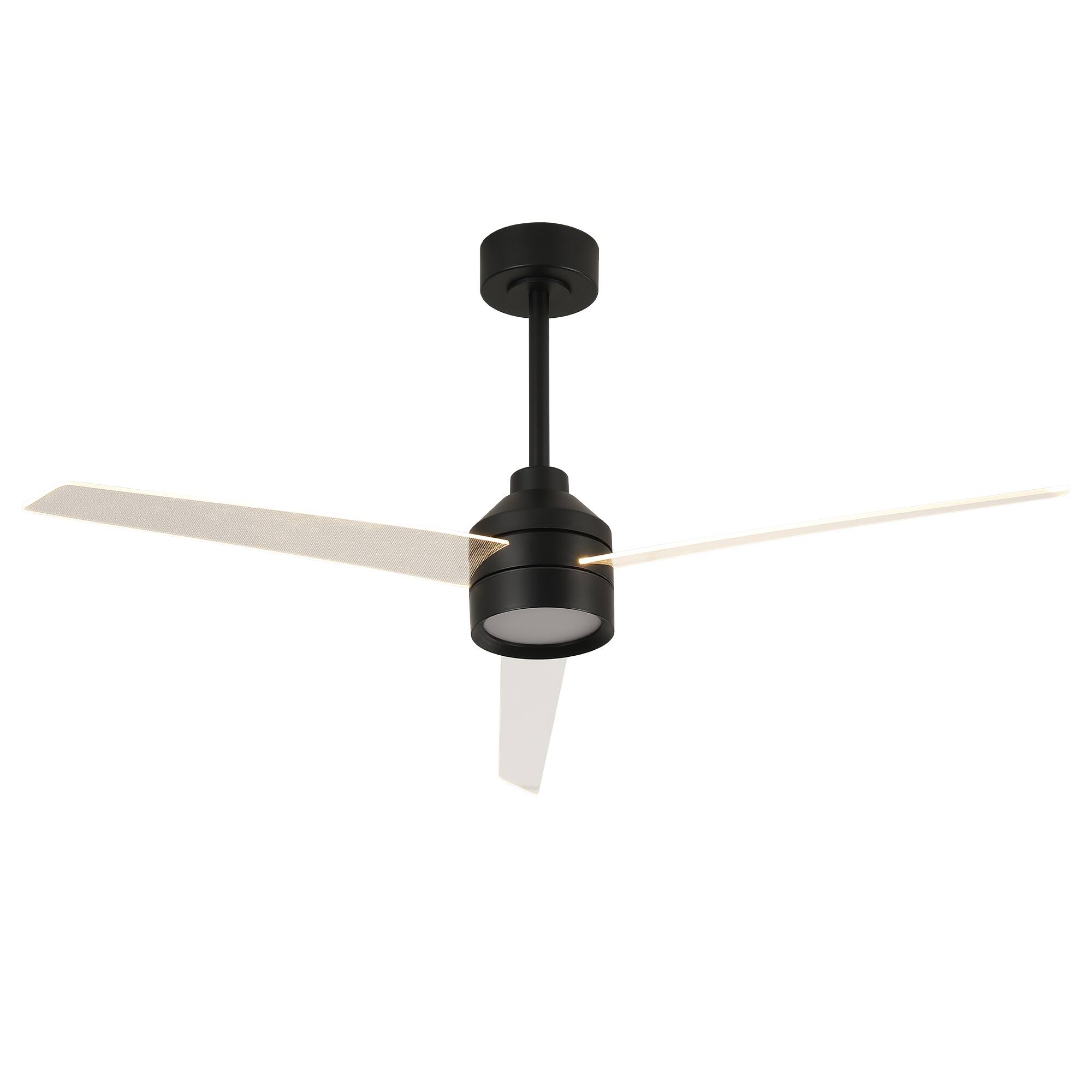 Alt View 5. Vaczon - 55" Transparent Blade Propeller Dimmable Ceiling Fan with LED Lights and Remote Control - Black.
