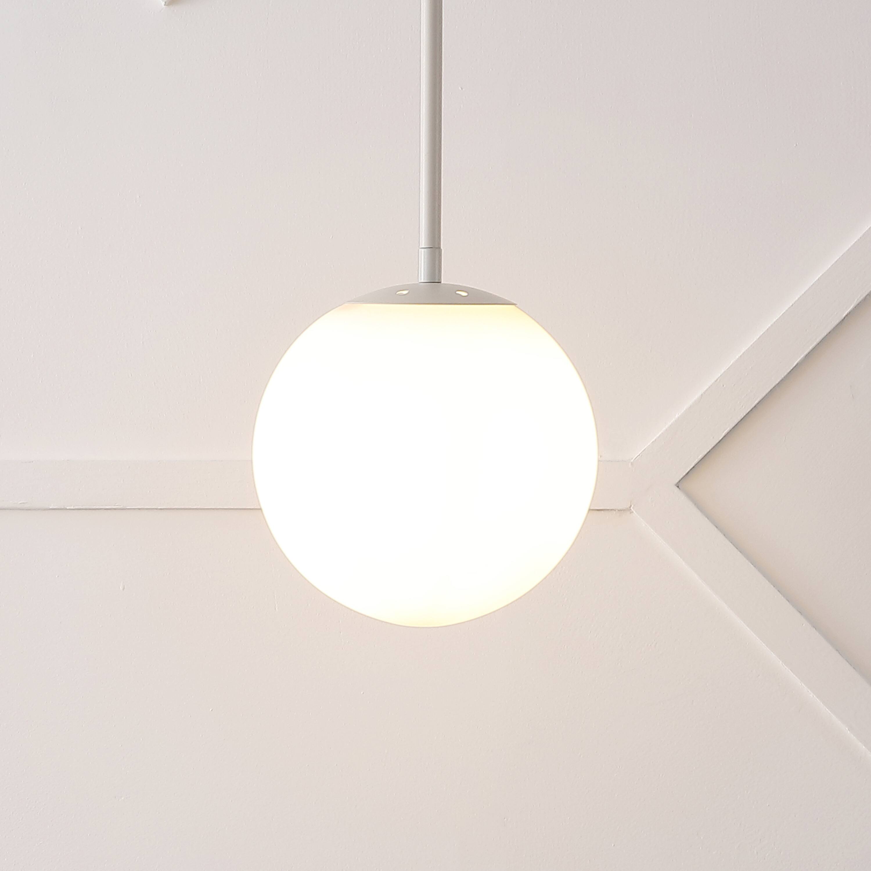 Alt View 1. Jonathan Y - Bleecker 7.75" Metal/Glass Globe LED Pendant, Almond - Almond.