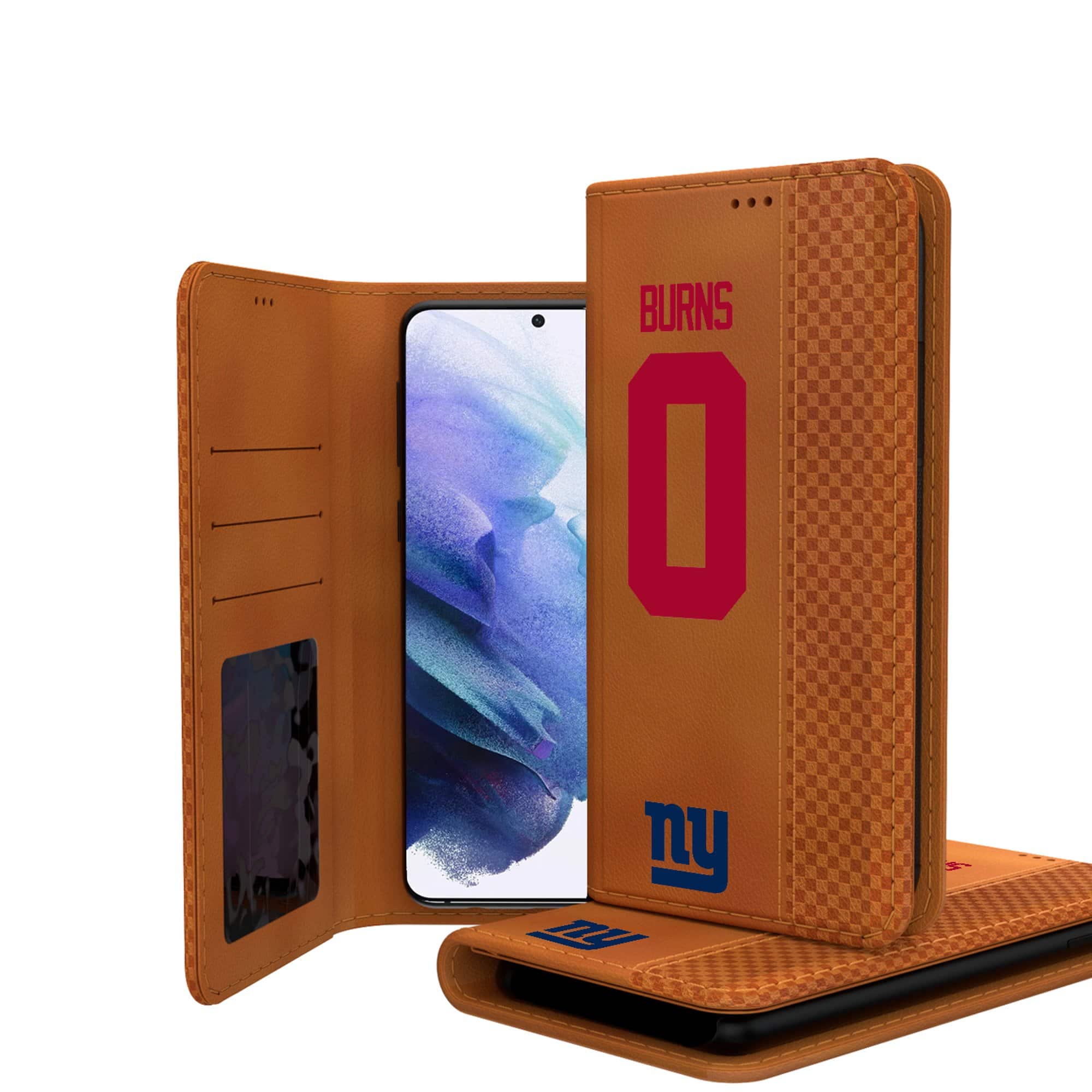 Front. Keyscaper - Brian Burns Brown New York Giants Galaxy Folio Case - S24 - Brown.
