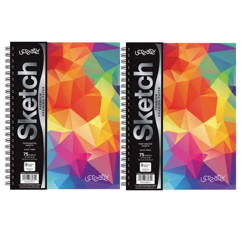 "uCreate - Fashion Poly Sketch Book, 9"" x 12"", 75 Sheets, Kaleidoscope Design, Pack of 2" price history on PriceWatchPro
