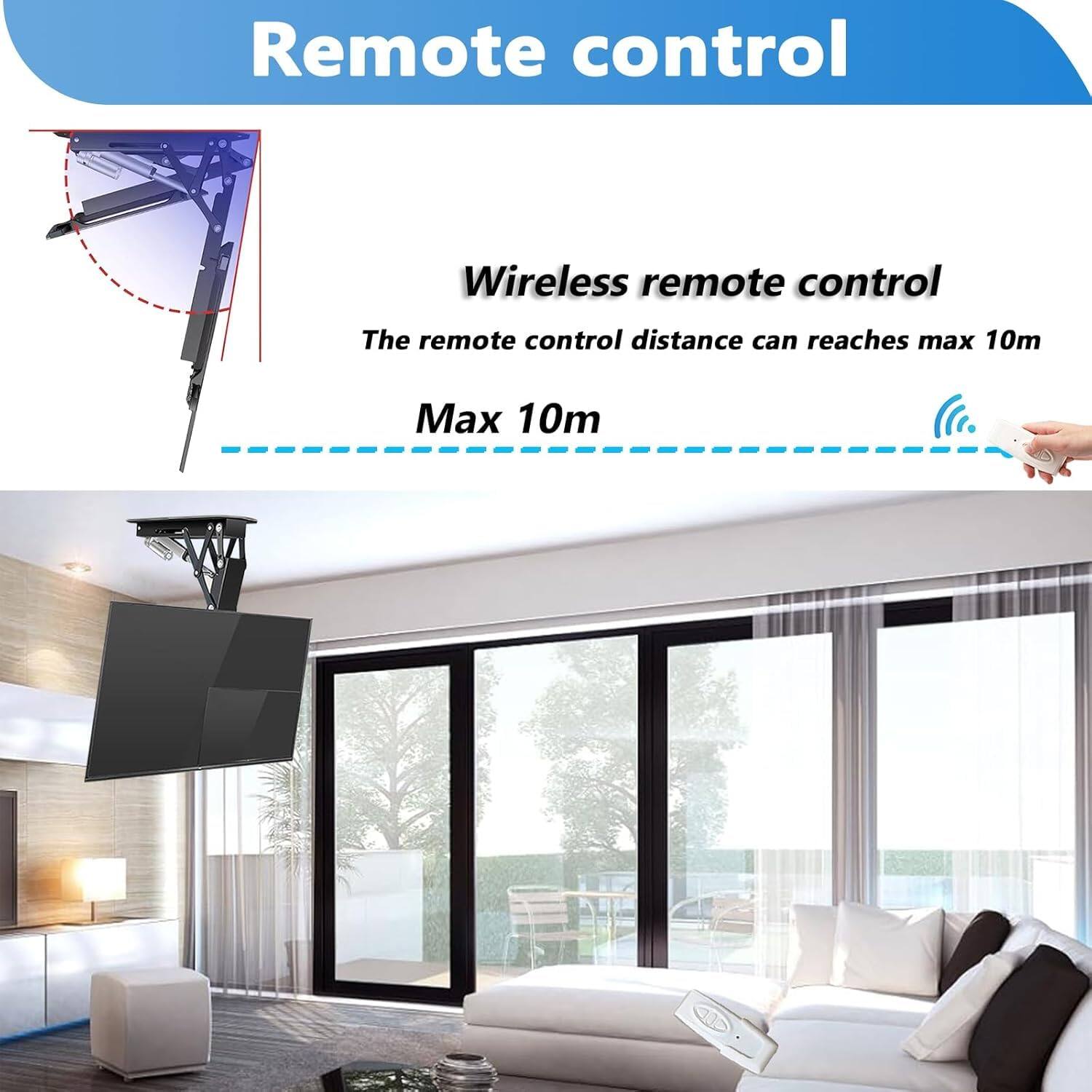 Remote control

Wireless remote control  
The remote control distance can reach max 10m  
Max 10m