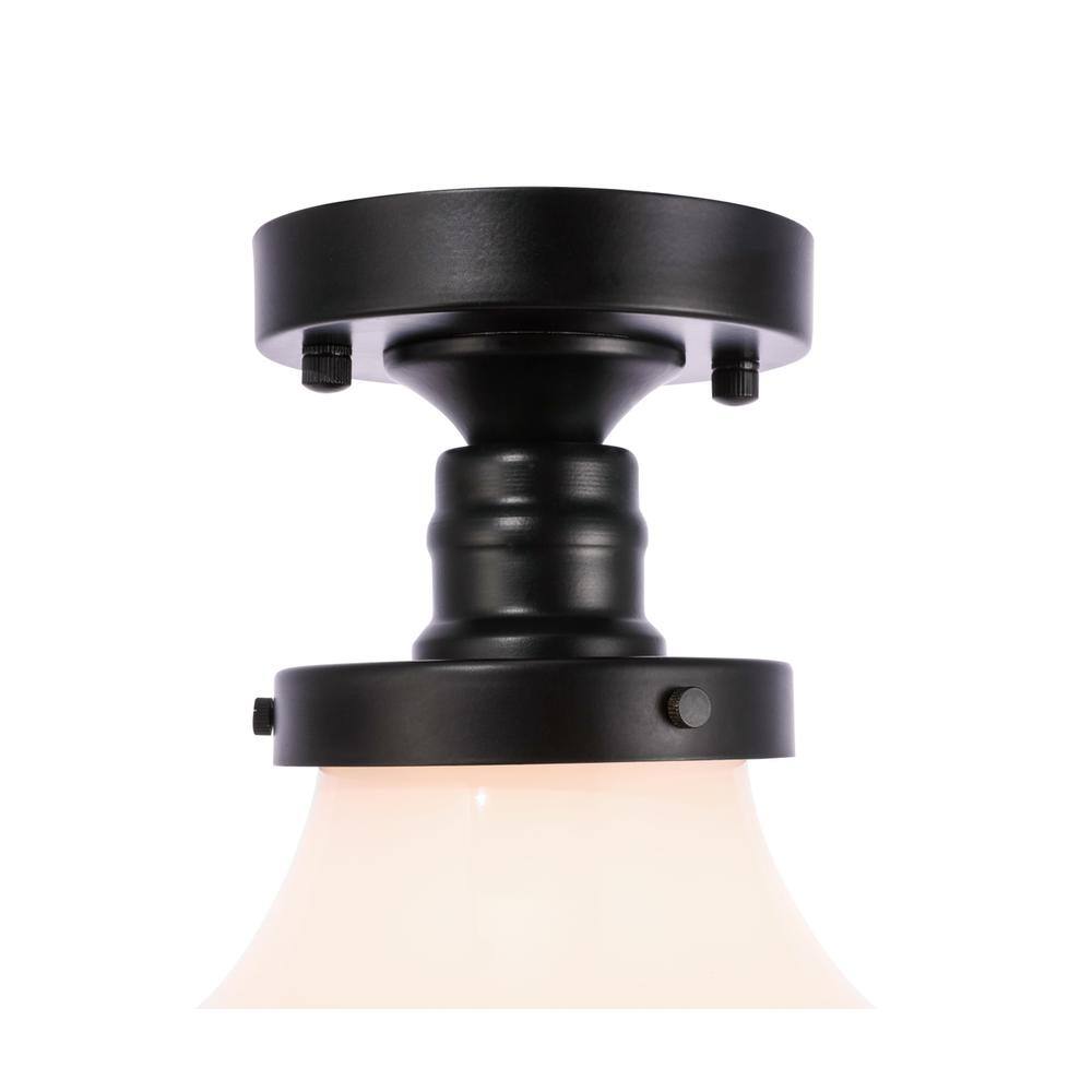 Alt View 3. Living District - Lyle 1 light Black and frosted white glass Flush mount - Black And Frosted White Glass.