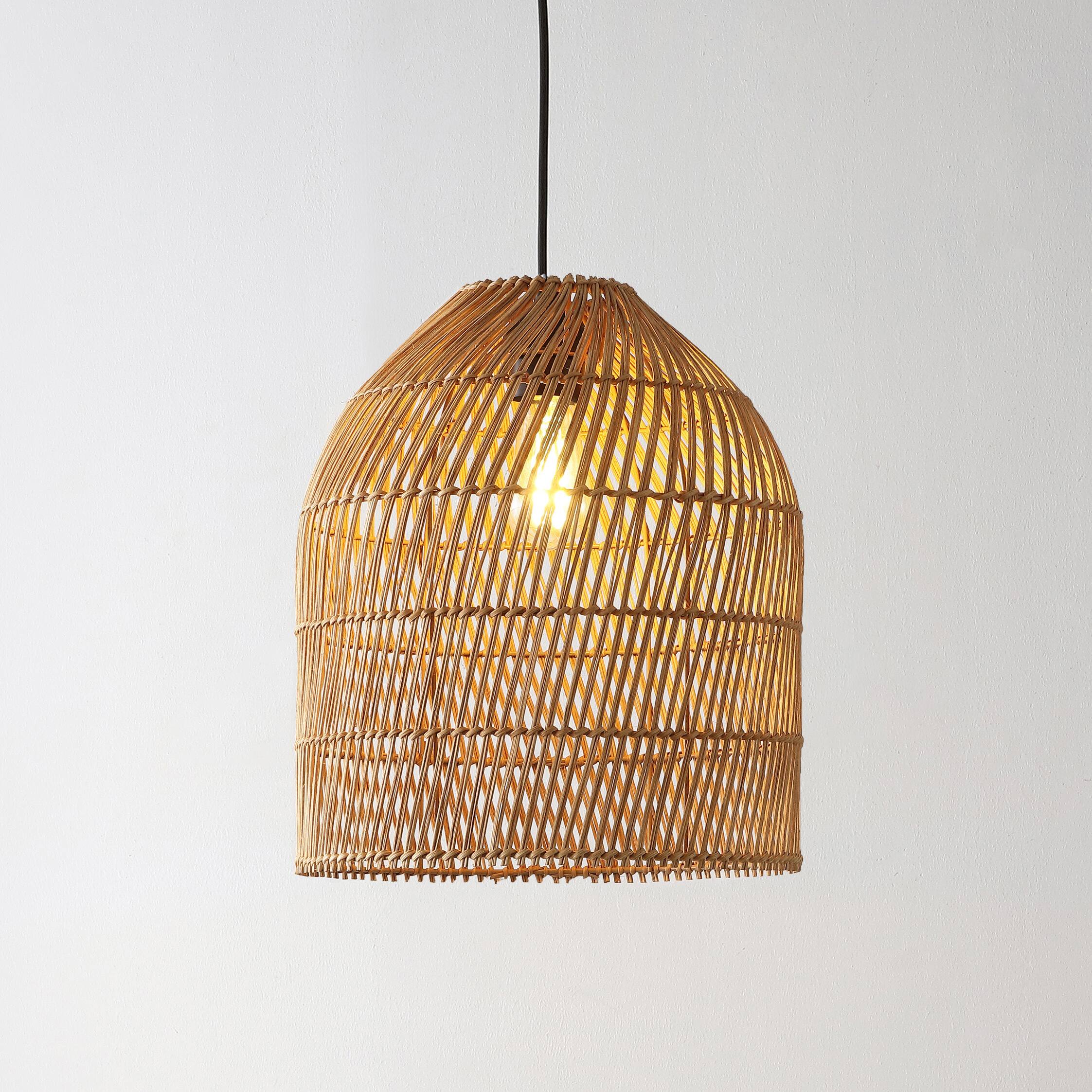 Alt View 1. Jonathan Y - Koda 13" 1-Light Farmhouse Coastal Bohemian Rattan 180" Cord Plug-In or Hardwired LED Pendant, Brown - Brown.