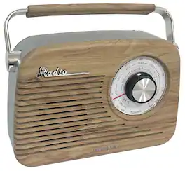 RadioShack - Retro 3-Band 60s Radio, Rechargeable, Vintage Oak
