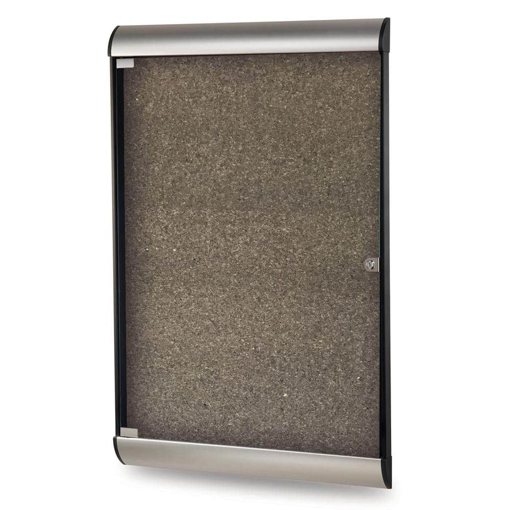 Ghent - Silhouette 1 Door Enclosed Cork Bulletin Board with Satin Frame, 4'H x 2'W - Chocolate price history on PriceWatchPro