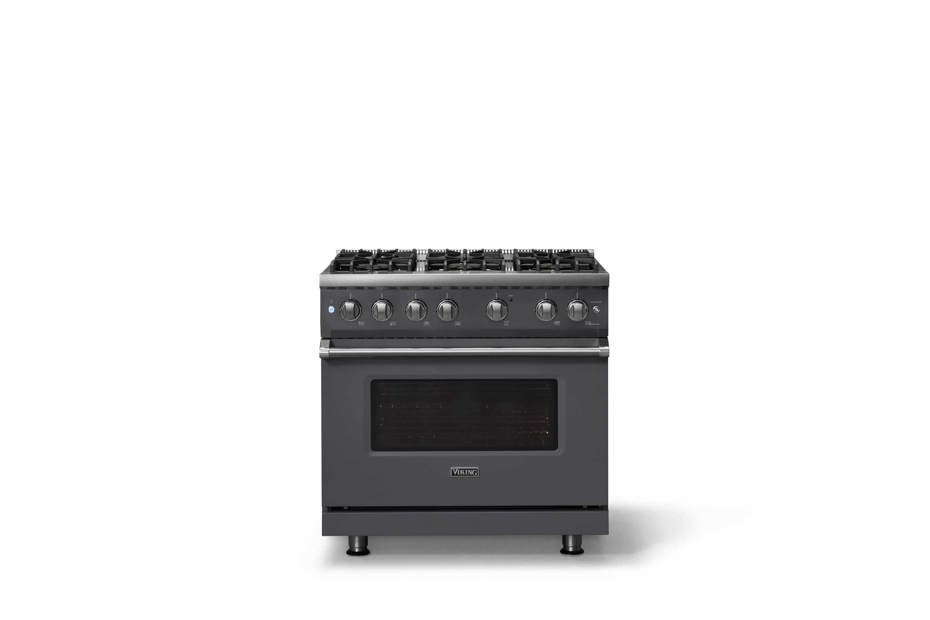 Alt View 1. Viking - Pro 5 Series 5.1 Cu. Ft. Freestanding Sealed 6 Burner Gas Convection Range - Cast Black - Cast Black.