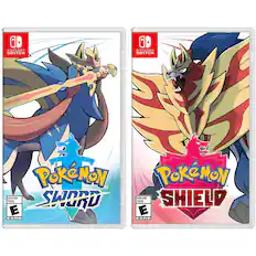 A Nintendo Switch.
Pokémon Sword
Everyone 1000s
ESRB E
A Nintendo Switch.
Pokémon Shield
Everyone 1000s
ESRB E