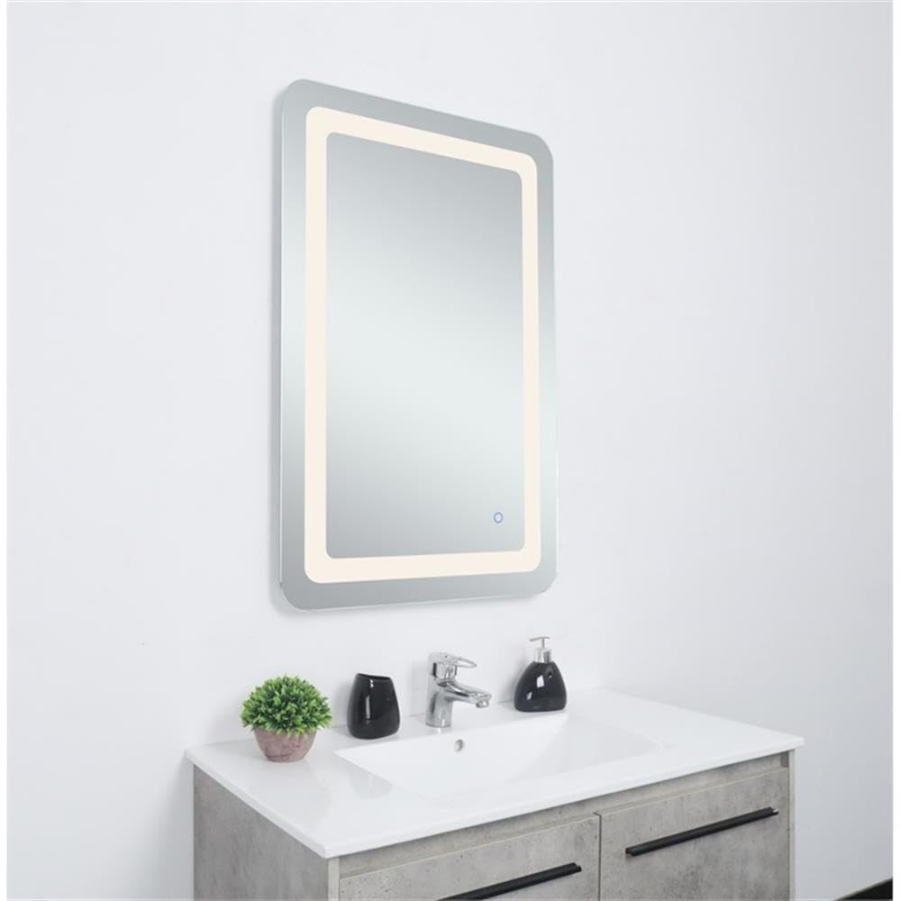 Angle. Elegant Decor - Genesis 18in x 30in soft edge LED mirror - Glossy White.