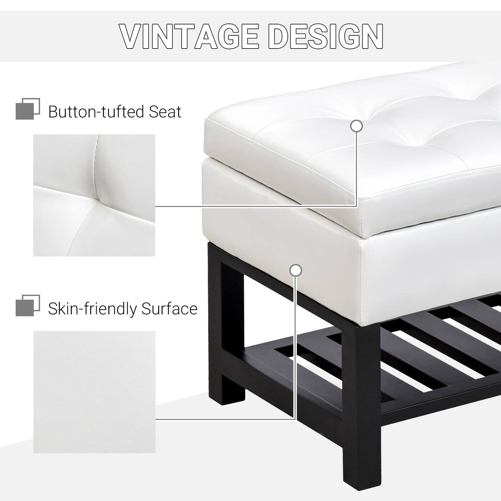 VINTAGE DESIGN

- Button-tufted Seat
- Skin-friendly Surface