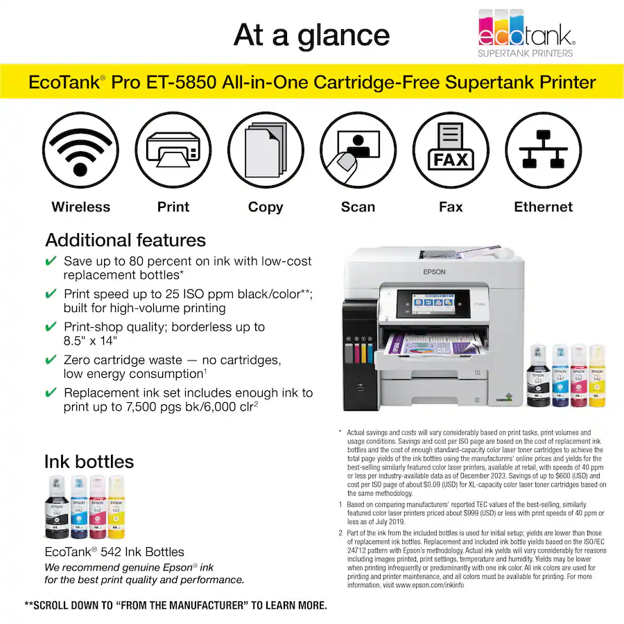 Epson EcoTank Pro ET 5850 Wireless All In One Supertank Inkjet Printer ...
