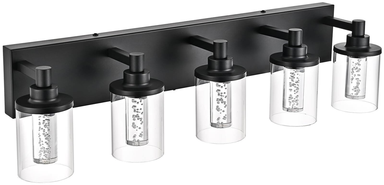 TECH SAFARI - Integrated Led Lighting Fixtures Over Mirror Bathroom Vanity Lights Crystal Bubble Glass With Dimmable col - Black LED-5 Light