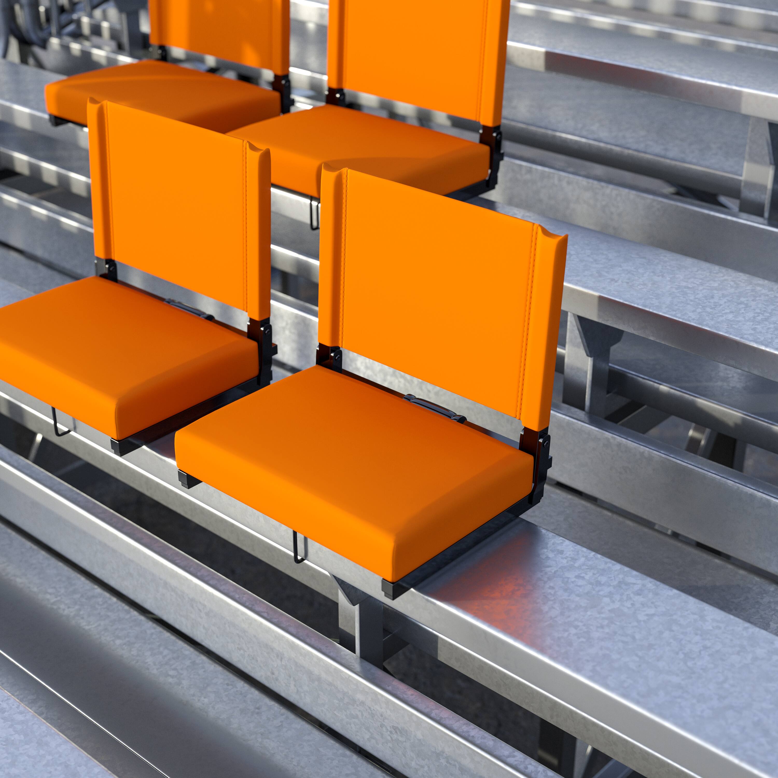 Alt View 2. Emma + Oliver - Set of 2 500 lb. Rated Lightweight Stadium Chair with Ultra-Padded Seat - Orange.