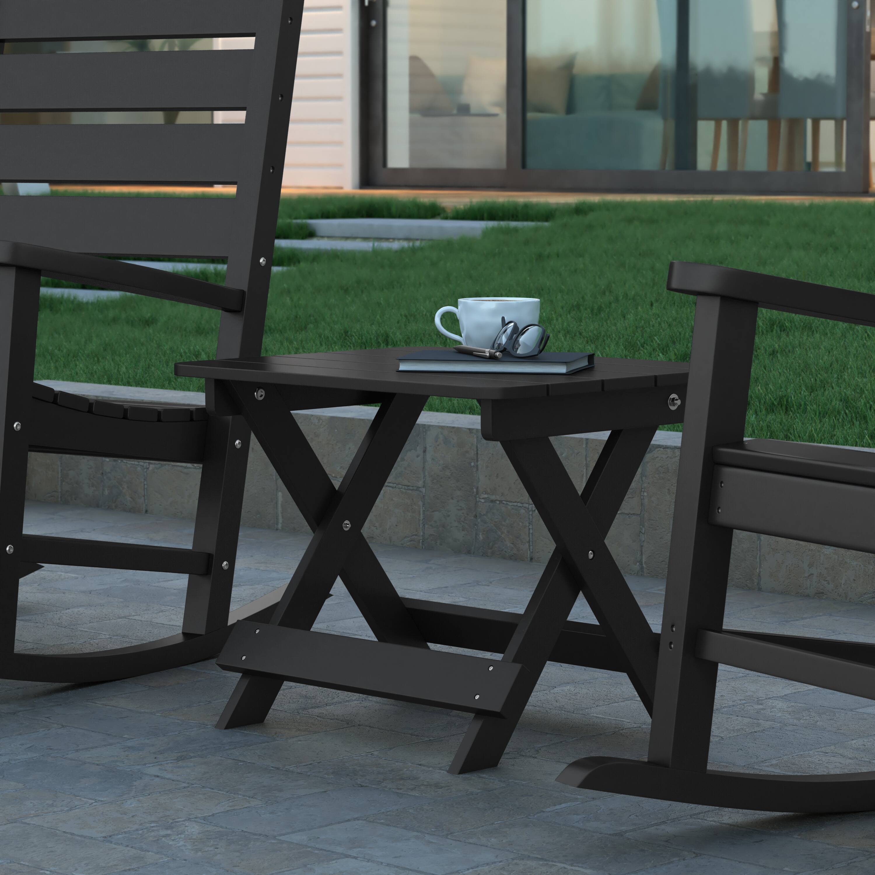 Alt View 1. Emma + Oliver - Haley Portable Folding HDPE Adirondack Side Table for Indoor/Outdoor Use - Black.