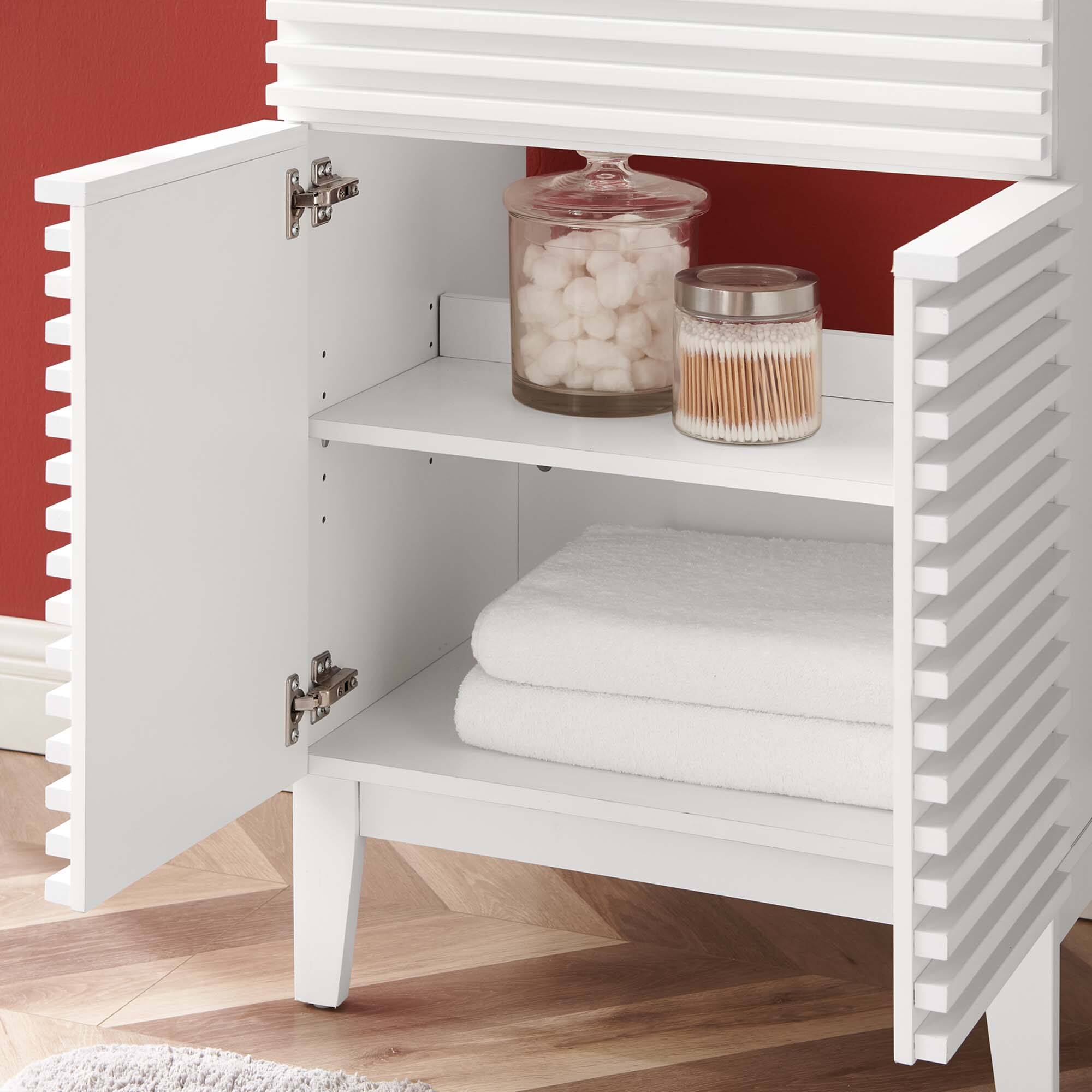 Left. Modway - Render Bathroom Vanity with Black Basin Included - White Black.