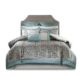 Gracie Mills - Pruitt 24-Piece Jacquard Paisley Room-in-a-Bag Set - Teal