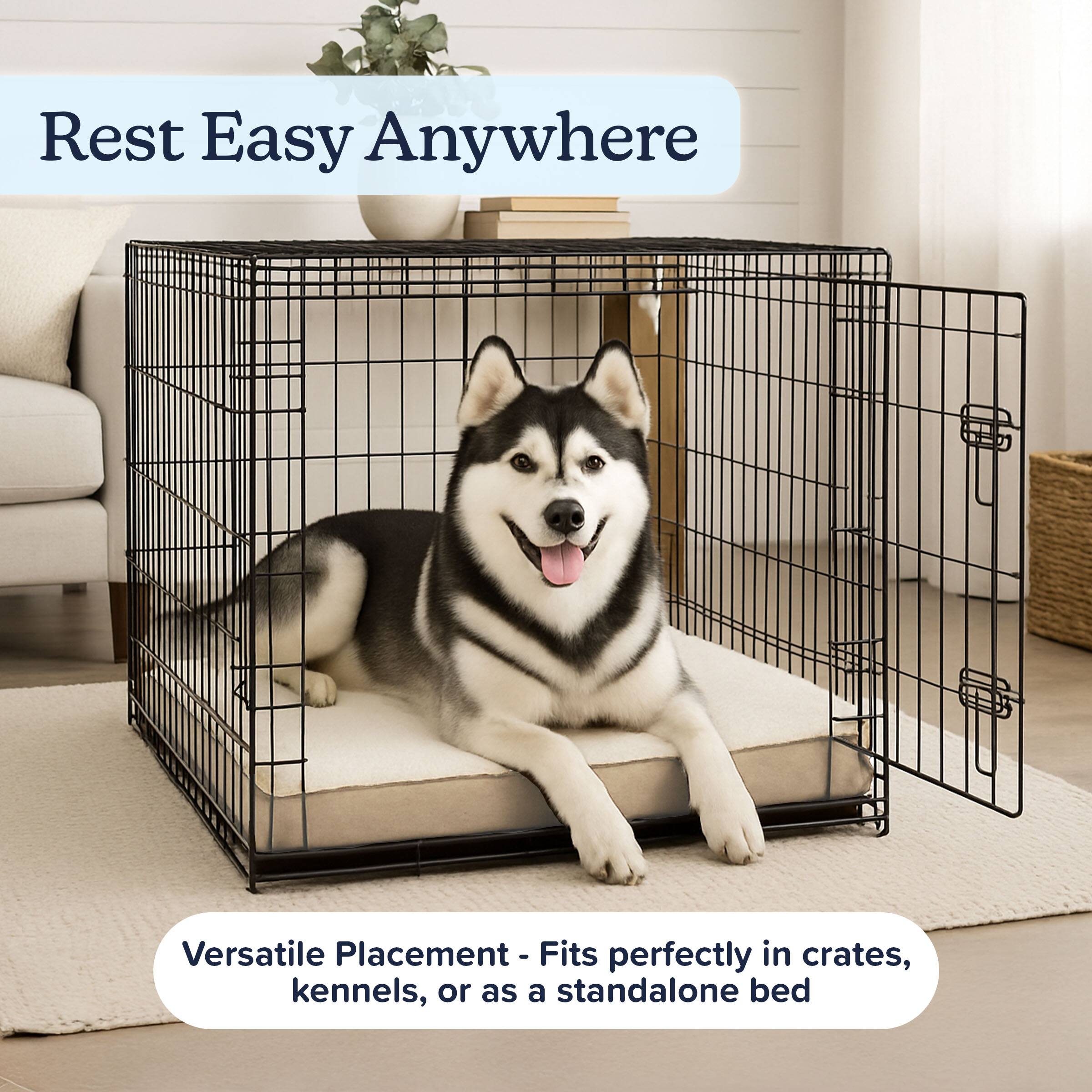 Rest Easy Anywhere  
Versatile Placement - Fits perfectly in crates, kennels, or as a standalone bed