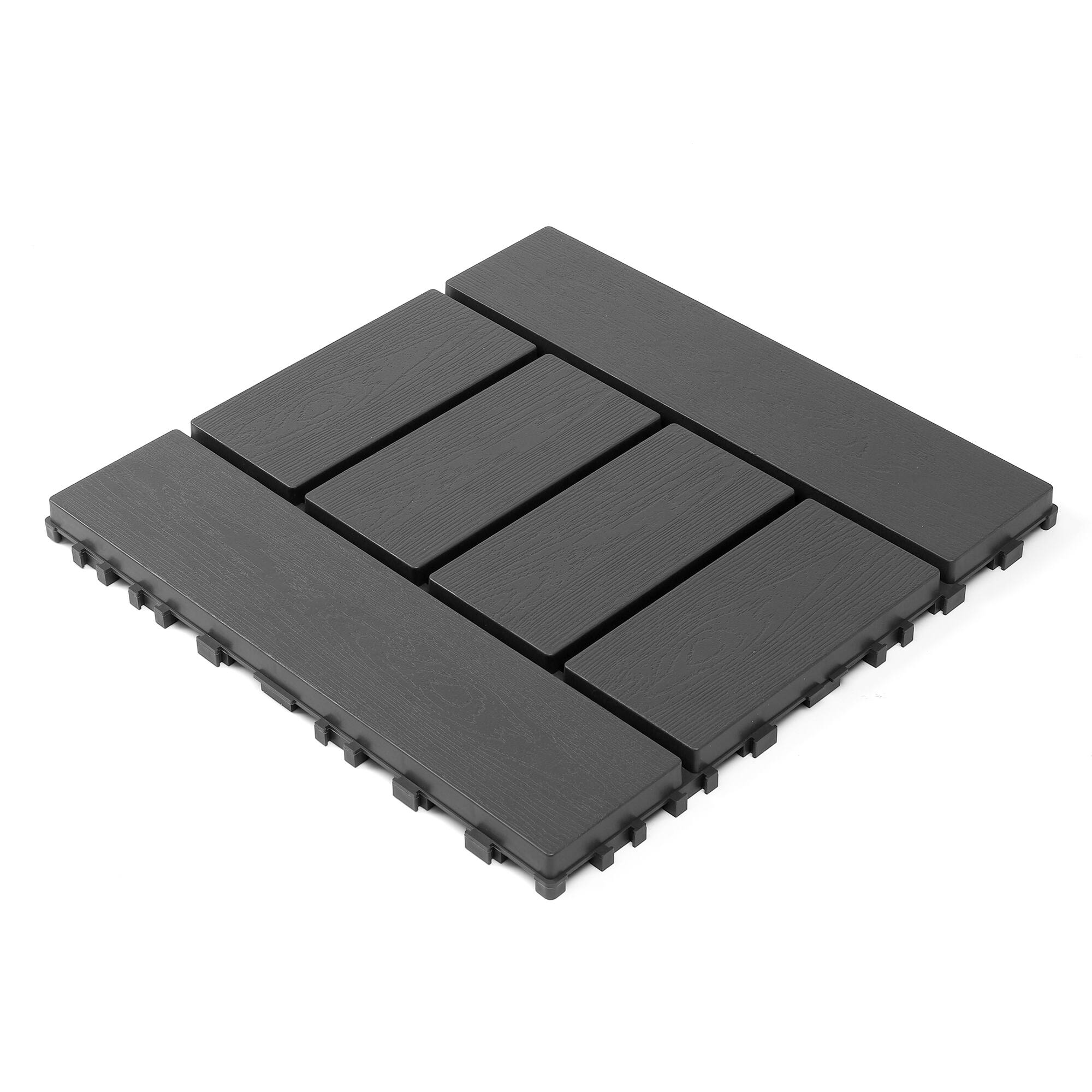 APRILSOUL - 44pcs 12x12in Plastic Interlocking Deck Tiles All Weather Waterproof Dark - Gray