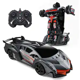 Veeniix - V992 Transform Robot RC Car, 1:14 Scale, 2-in-1 Robot Toy Car with Sound & Light Effects, Ideal Gift for Boys and Girls - Gray
