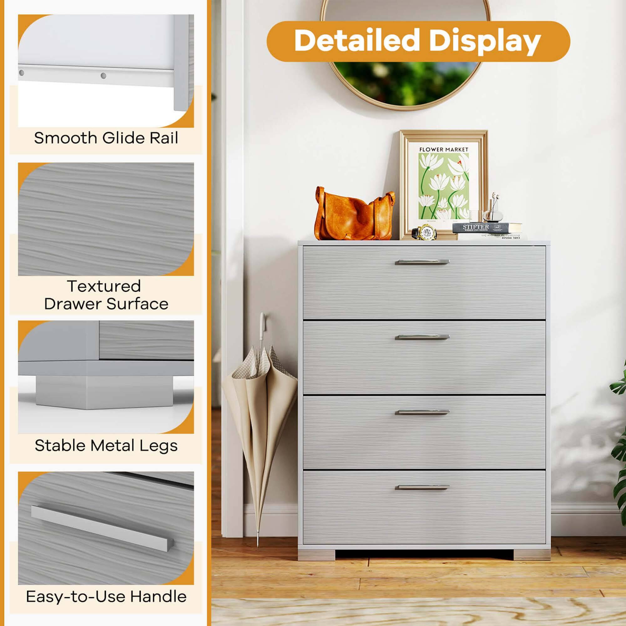 Detailed Display
Smooth Glide Rail
Textured Drawer Surface
Stable Metal Legs
Easy-to-Use Handle