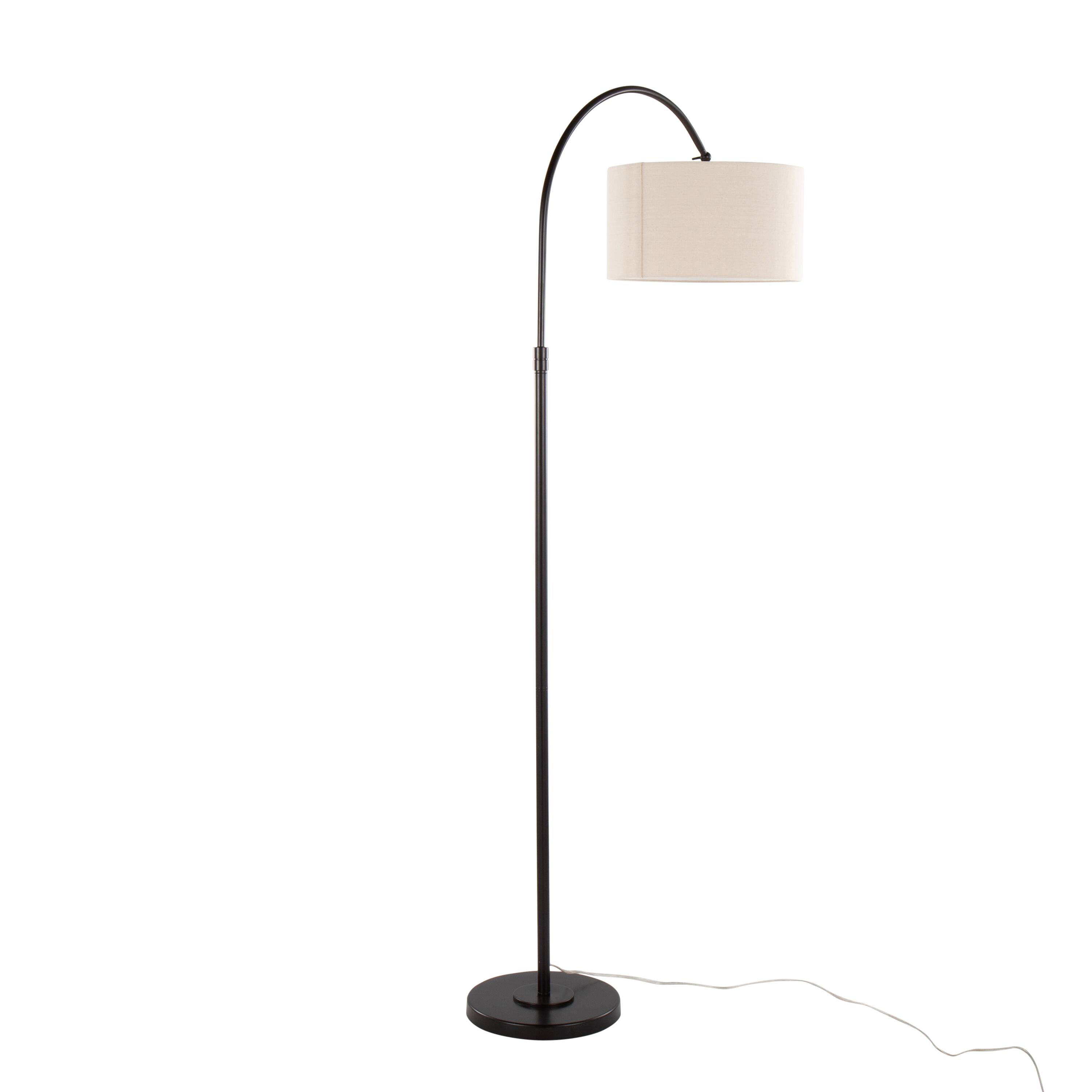 Alt View 2. Loheer - Loheer 72 Inch Contemporary Metal Floor Lamp Oil Bronze Tall Standing Light with Natural Linen Shade for Living Room - Natural.