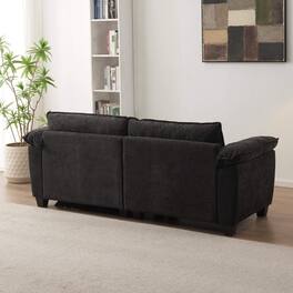 Roomtec - Living Room Furniture Big Loveseat Luxury Couch with Soft Chenille Upholstered Sofa Black - Black
