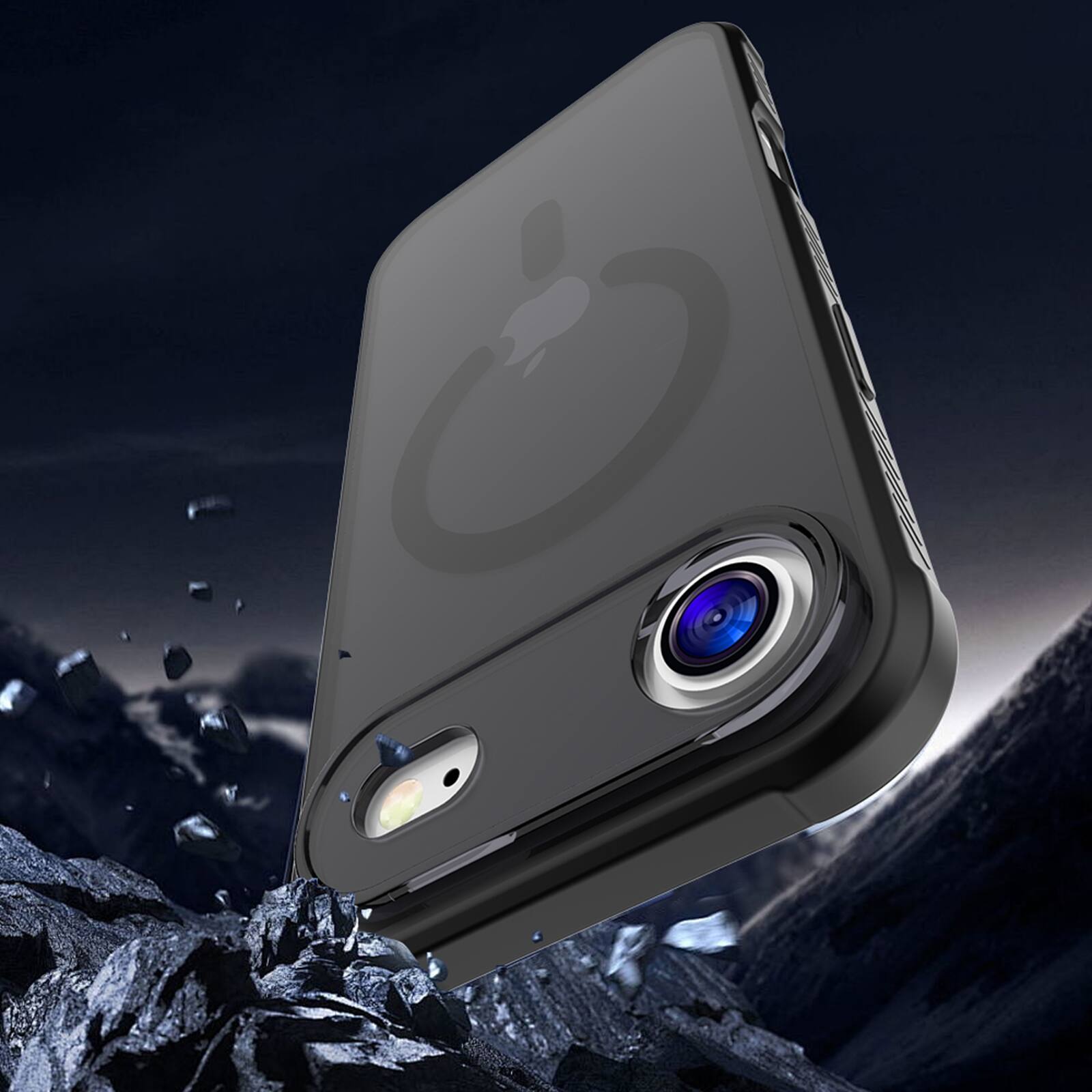 Alt View 1. Dteck - Magnetic for iPhone Air Case, Compatible with MagSafe, Military Grade Drop Protection Translucent Matte Phone Cover - Black.