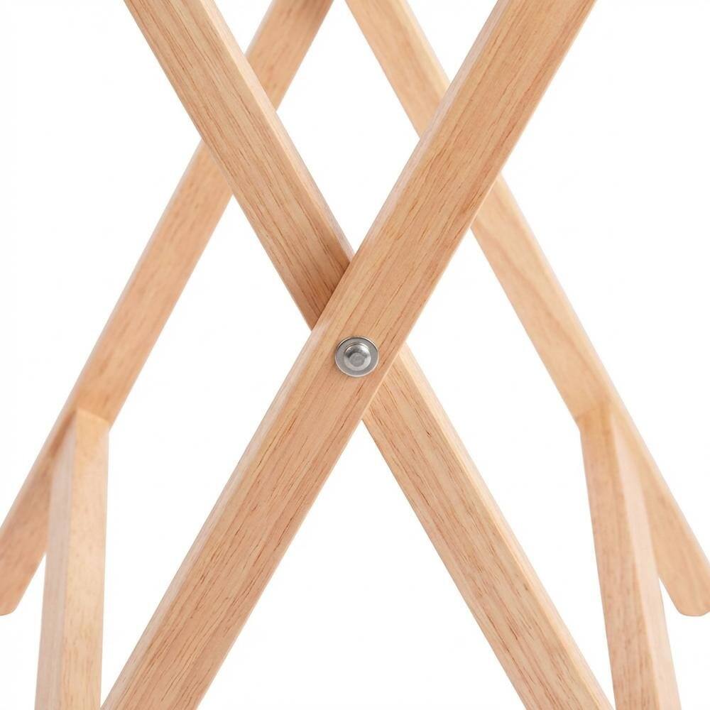 Left. FurniFact - 5-PC Folding Tray Table Set - Natural.