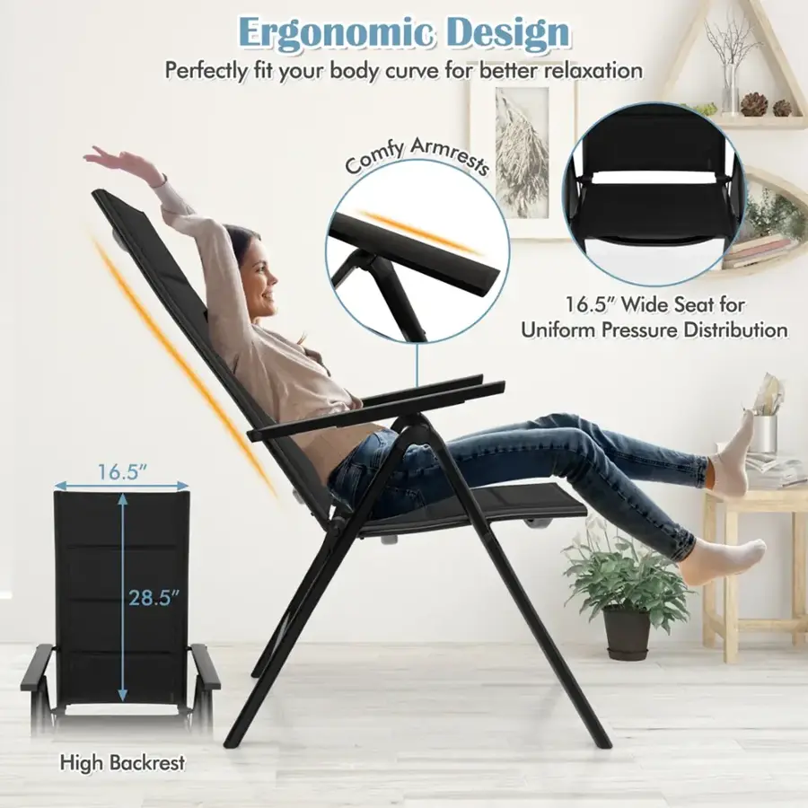 Ergonomic Design: Perfectly fit your body curve for better relaxation. Comfy Armrests: 16.5" Wide Seat for Uniform Pressure Distribution. 16.5" 28.5" High Backrest.