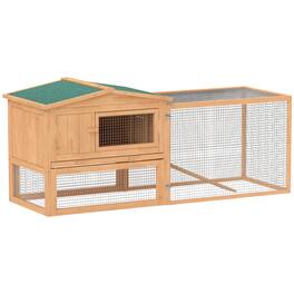 Pawhut - 62" Wooden Outdoor Rabbit Hutch Small Animal Habitat with Detachable Run and Elevated Main