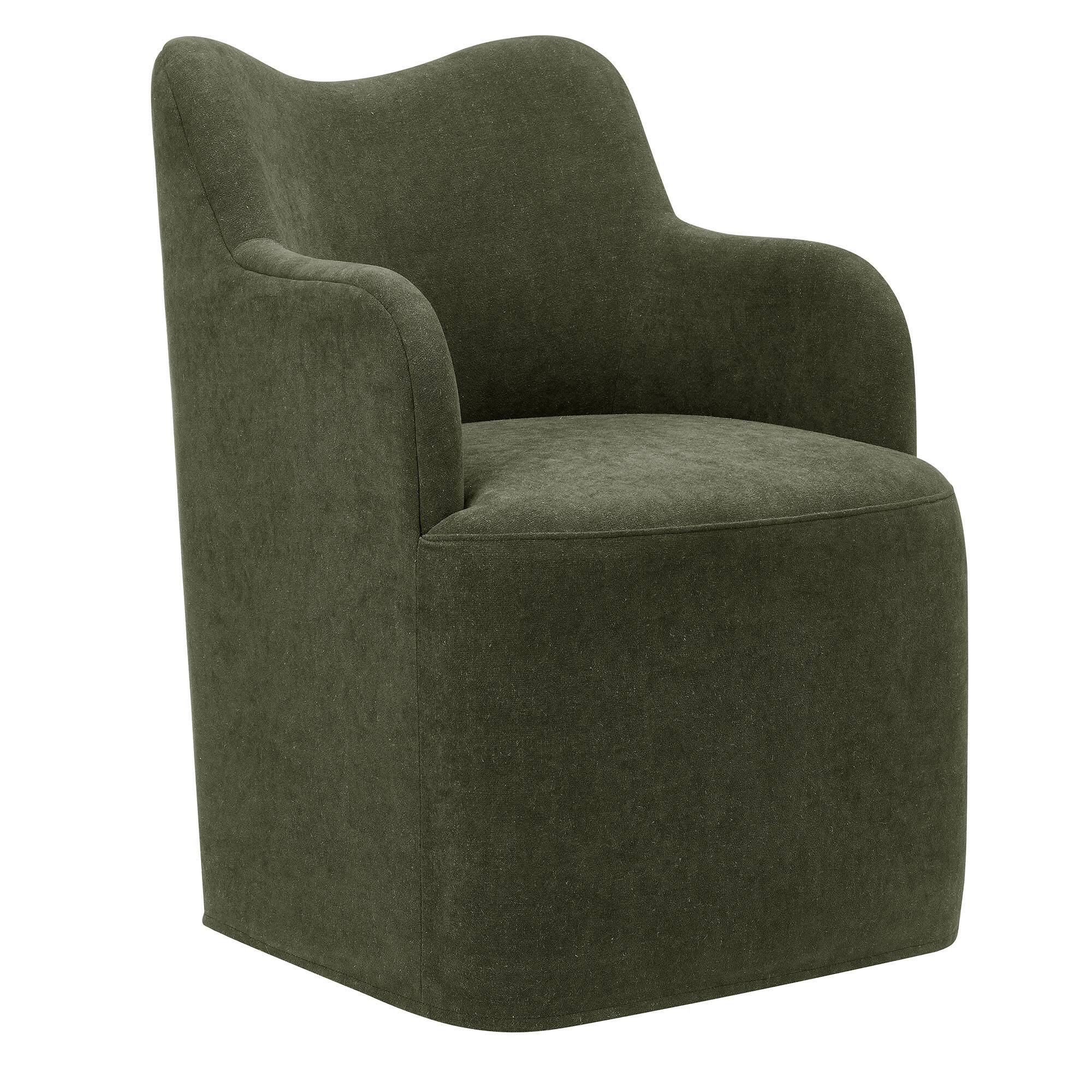Angle. Modway - Cordelle Linen Blend Swivel Dining Chair by Modway - Sage.