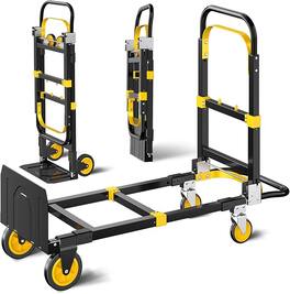 Silvel - 17 in. Multi Functional Folding Hand Truck Tool Cart Adjustable Height Length - black and yellow